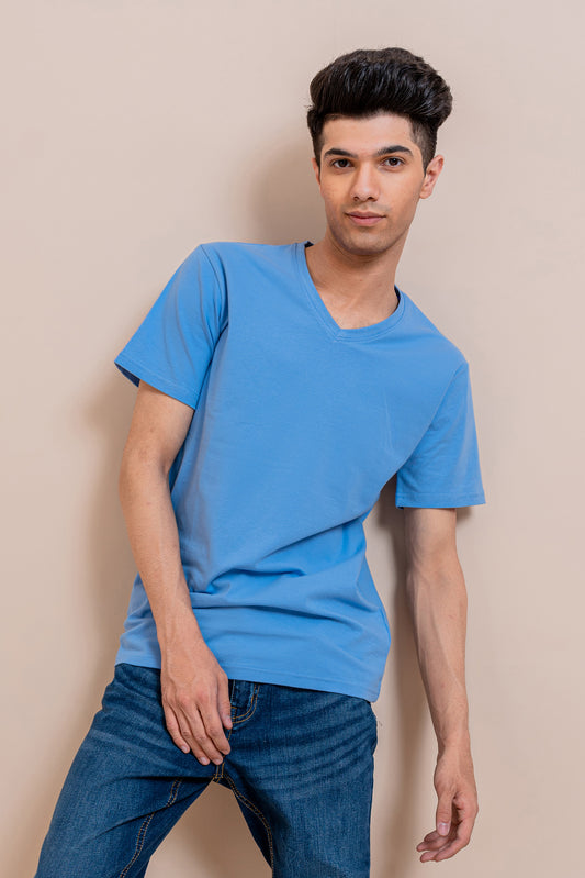 Royal Blue V-Neck  Fit T-shirt