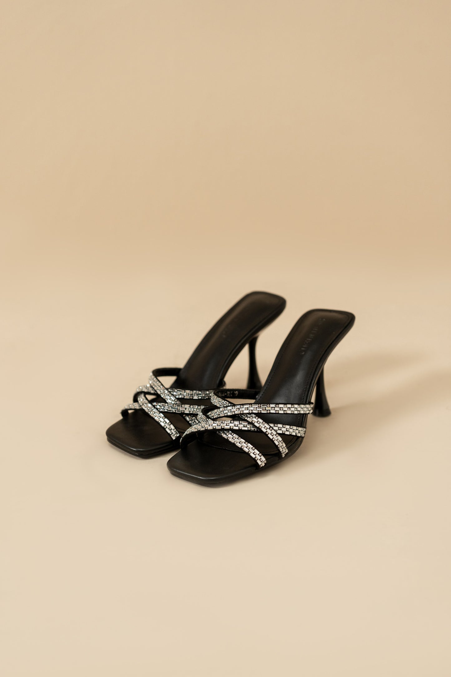 Silver Embellished Black Heels