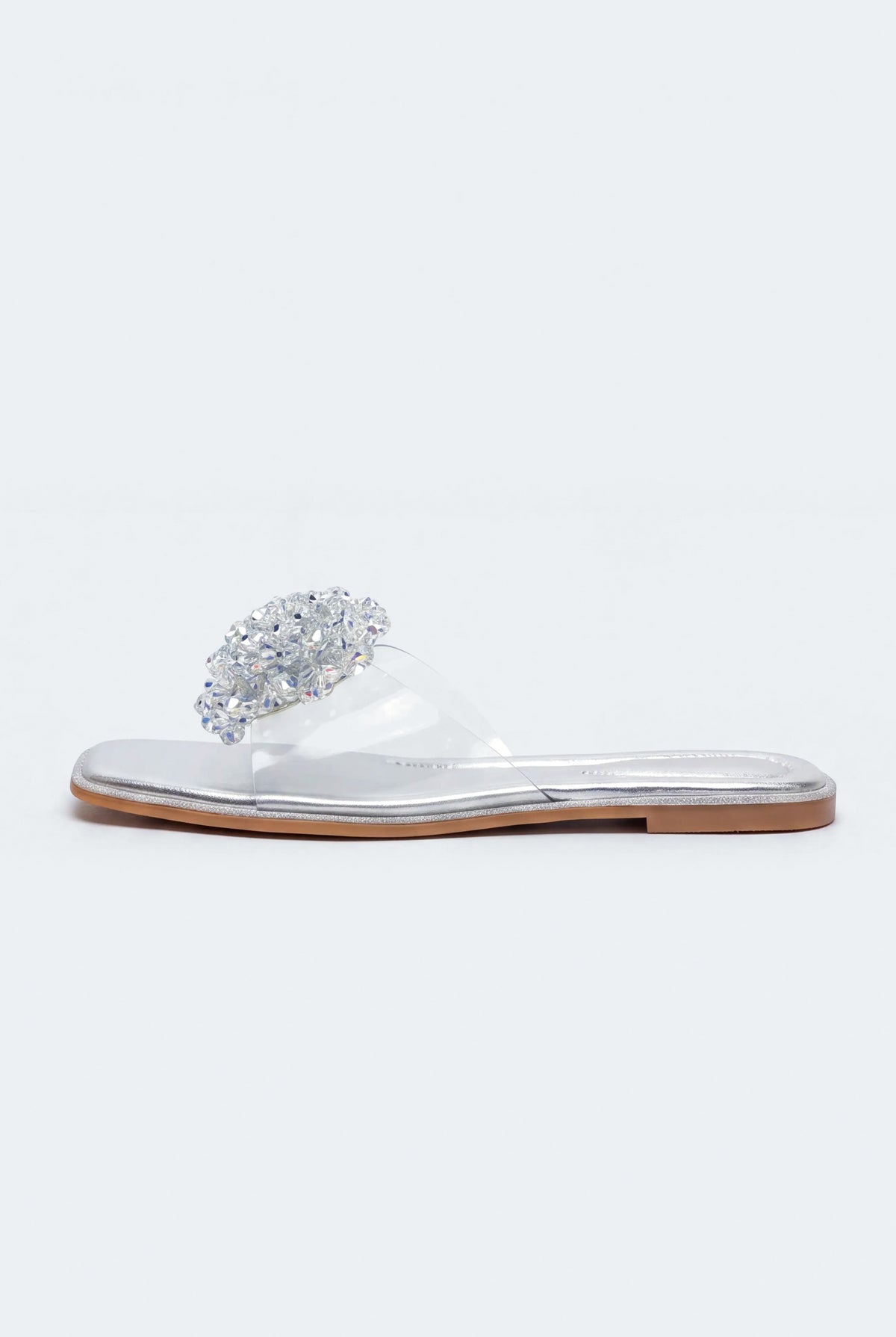 Silver Floral Rhinestone Slides - Hustle N Holla