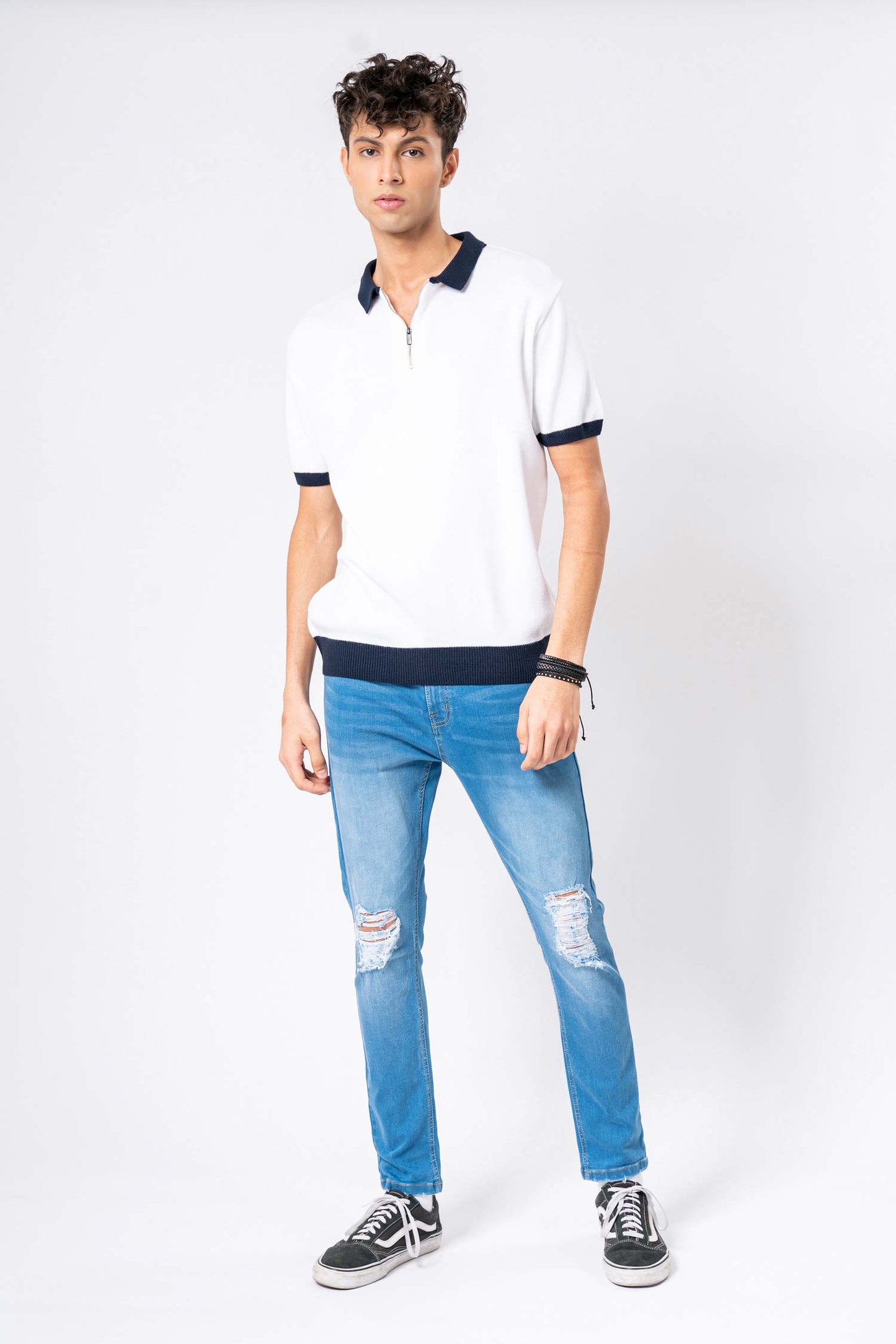 Blue Slim Fit Cropped Jeans