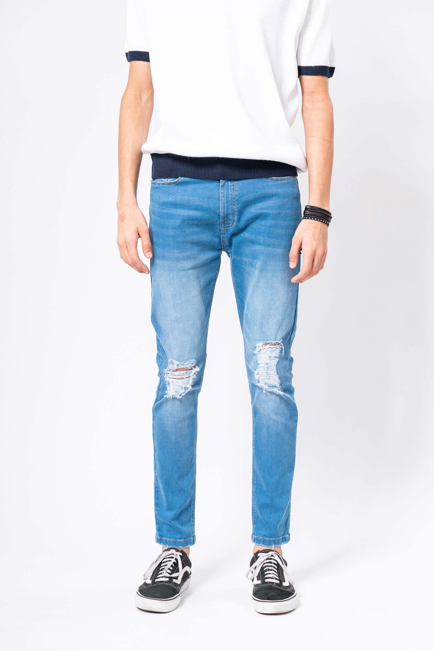 Blue Slim Fit Cropped Jeans - Hustle N Holla