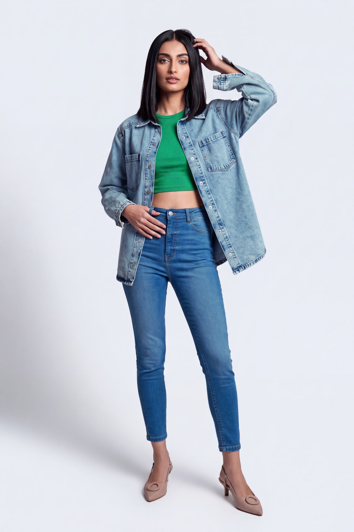 Sofia Denim Jacket - Front - Hustle N Holla