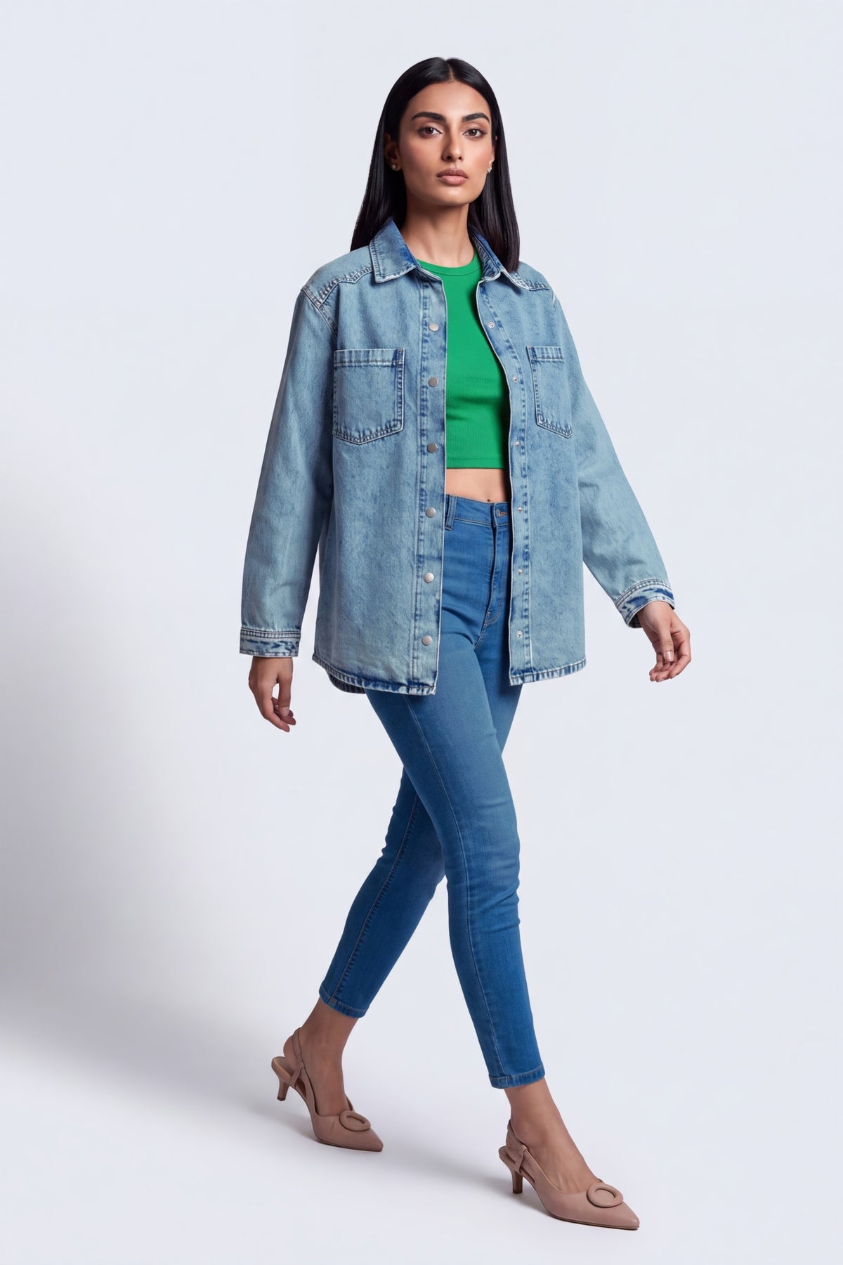 Sofia Denim Jacket - Front - Hustle N Holla