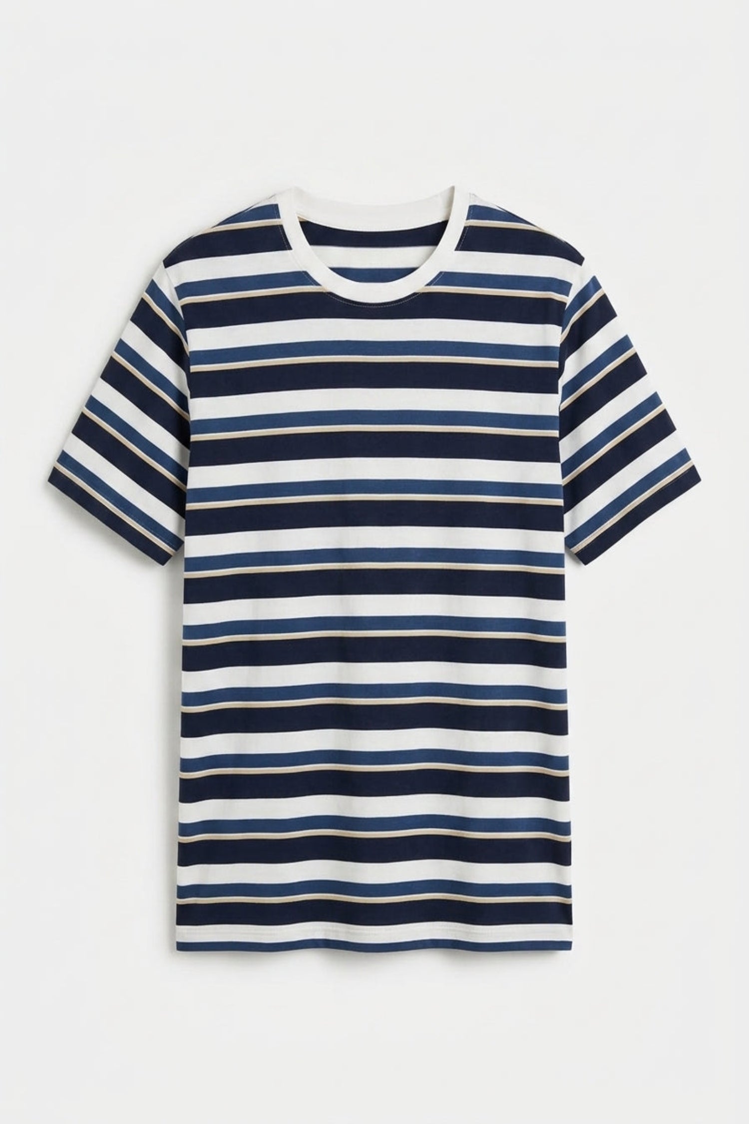 White and Blue Striped Regular T-Shirt - Hustle N Holla