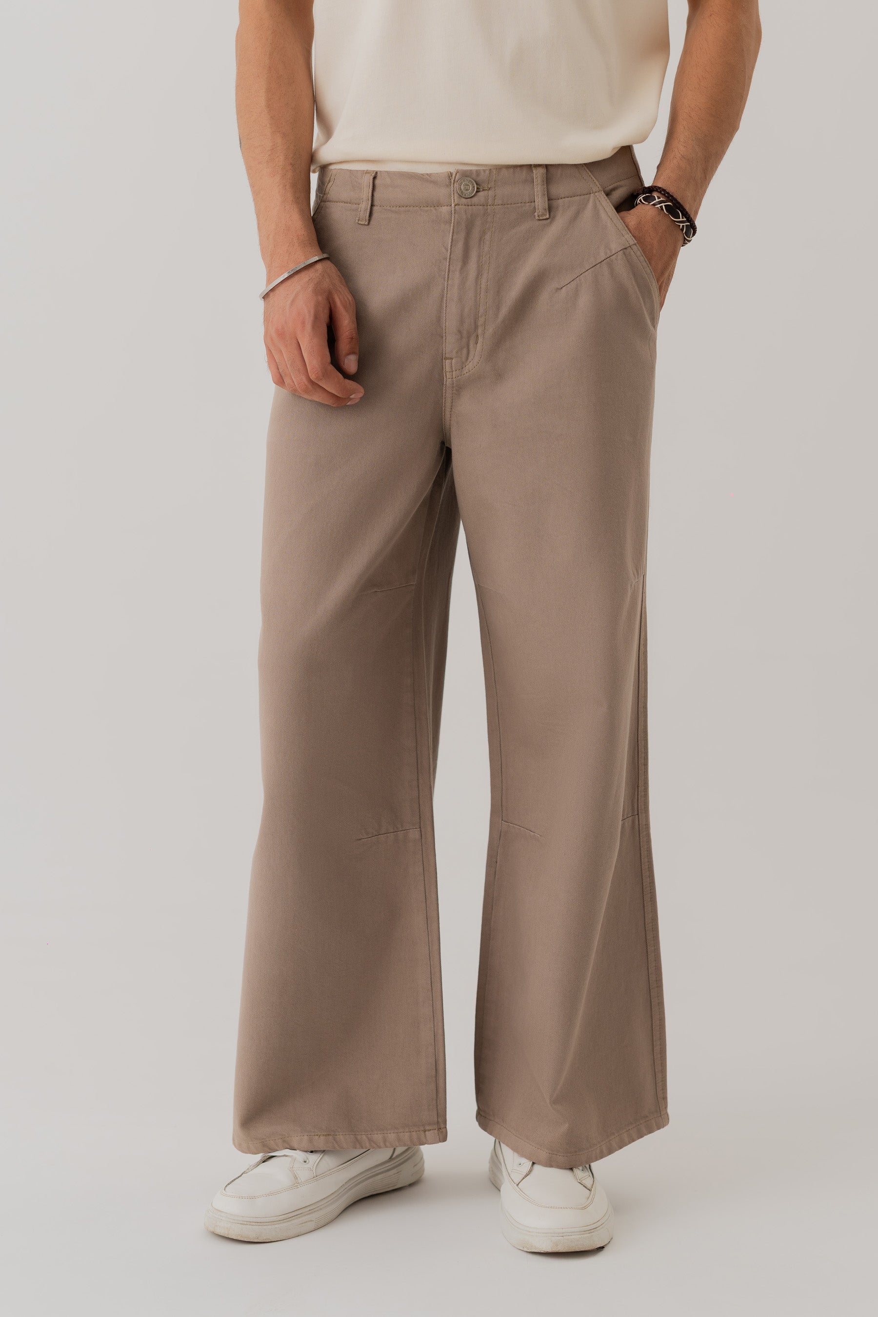 Stone Grey Straight Fit Twill Pants - Hustle N Holla