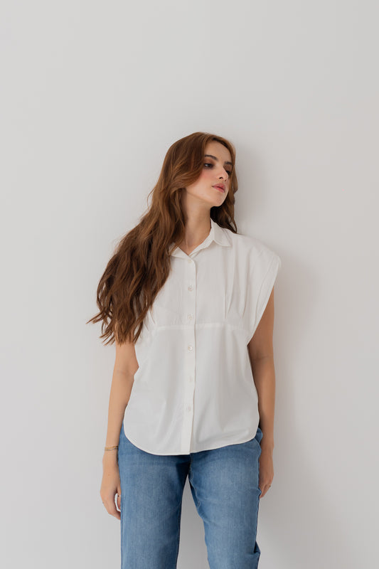 White Cotton Relaxed Fit Peplum Shirt - Hustle N Holla