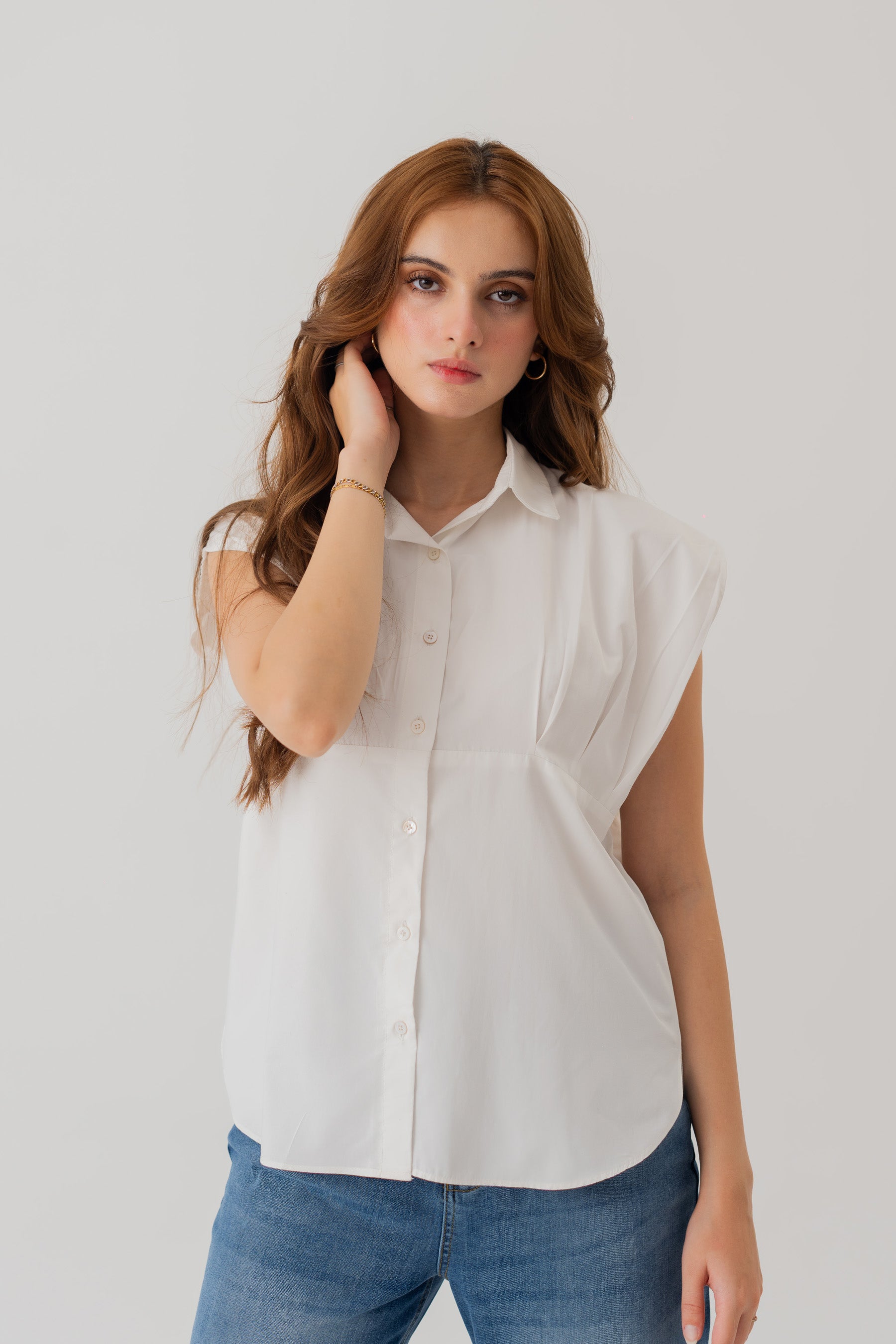 White Cotton Relaxed Fit Peplum Shirt - Hustle N Holla