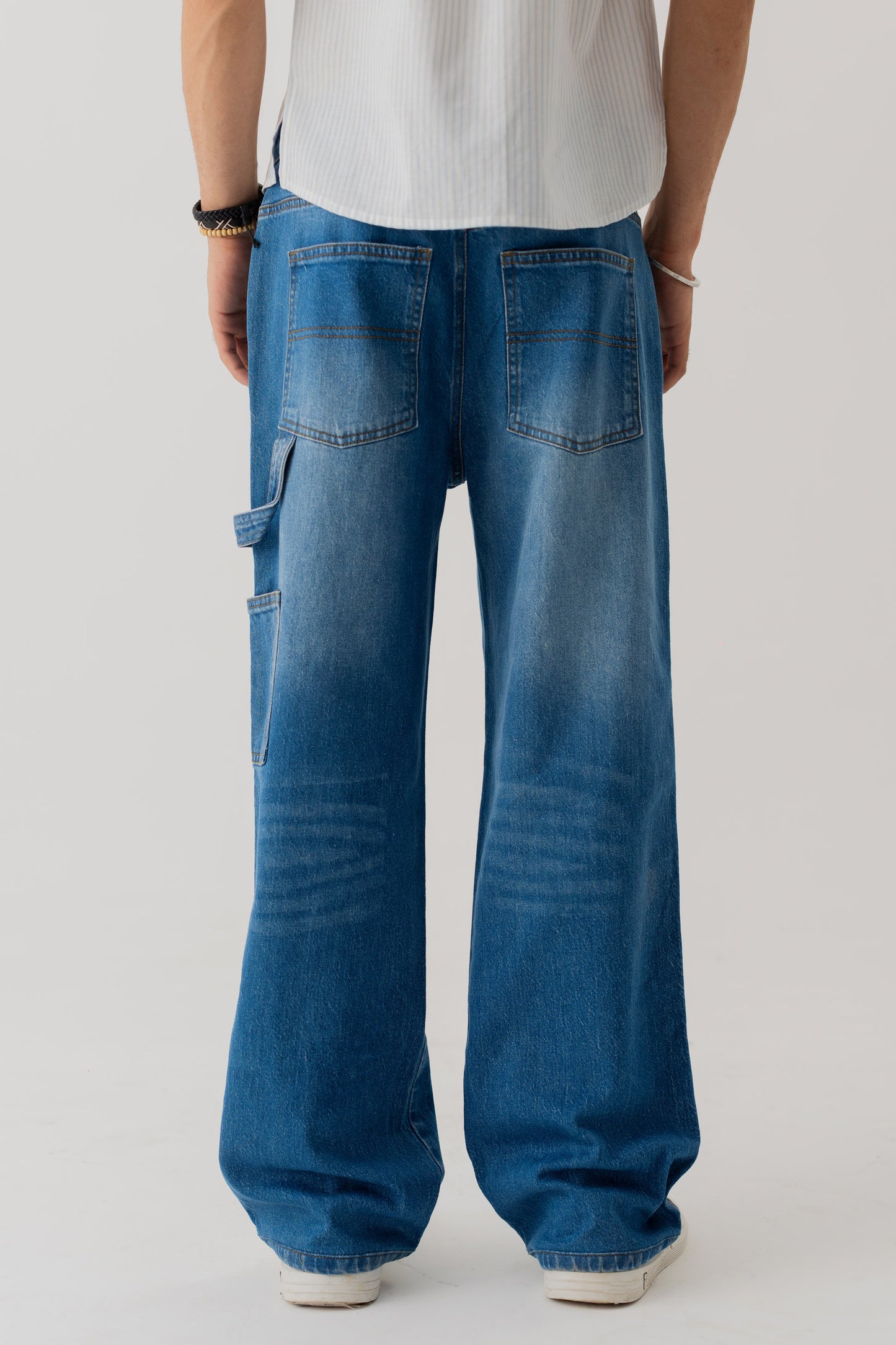 Mid Blue Wash Loose Fit Jeans - Hustle N Holla