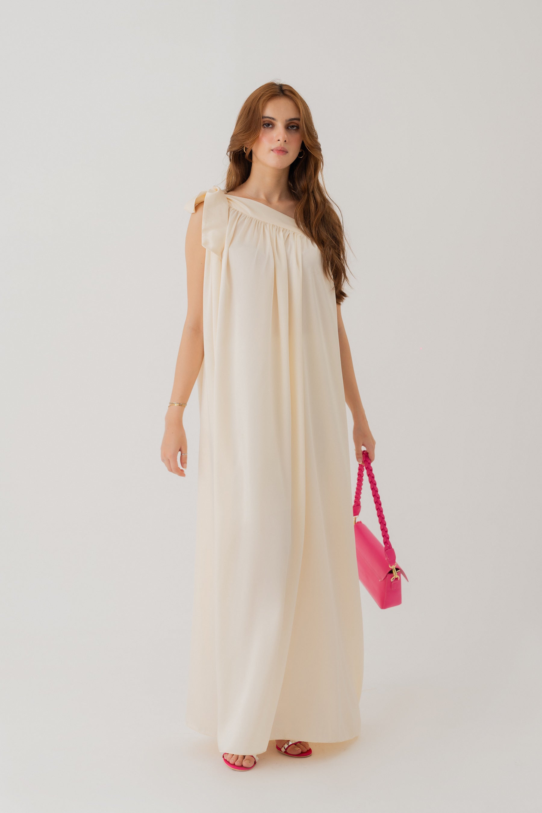 Cream White One Shoulder Maxi Dress - Hustle N Holla