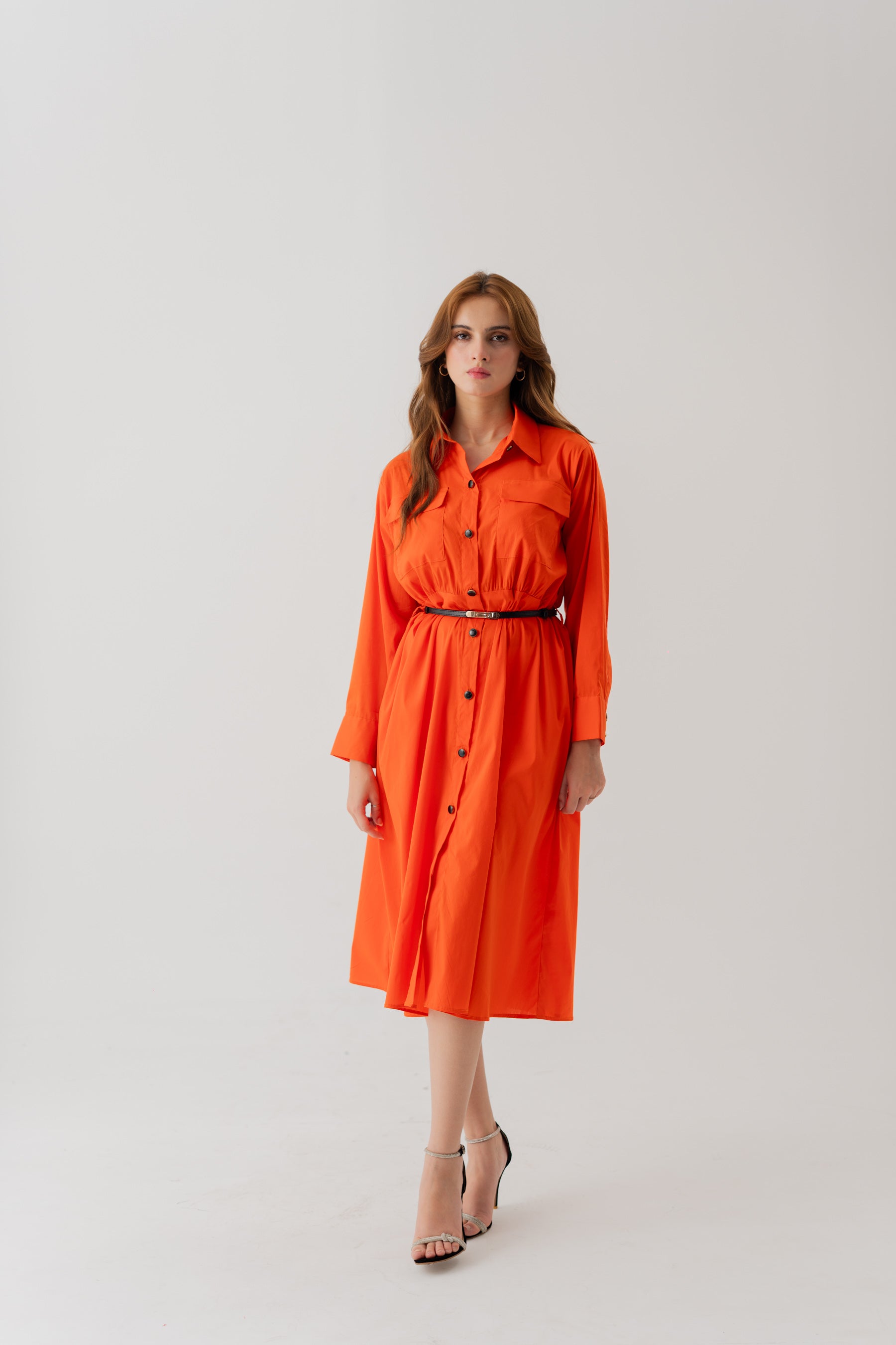 Button Down Orange Minor Fault Midi Dress - Hustle N Holla