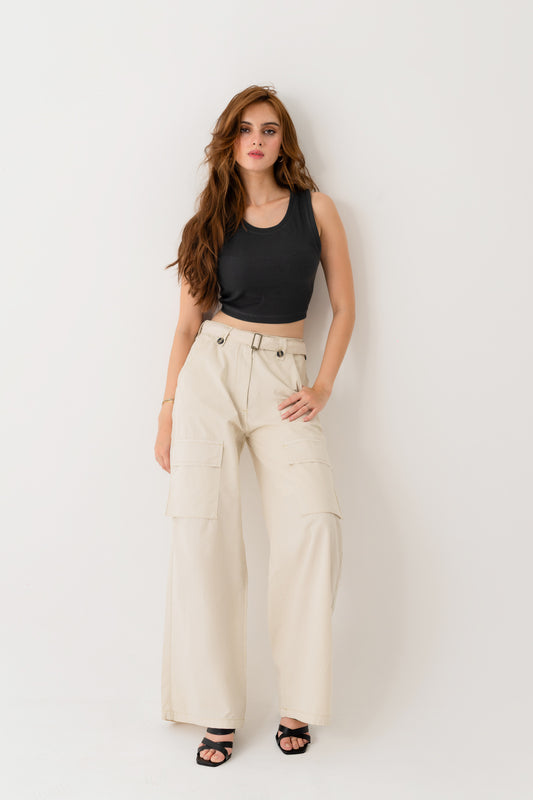 Beige Canvas Pants - Hustle N Holla