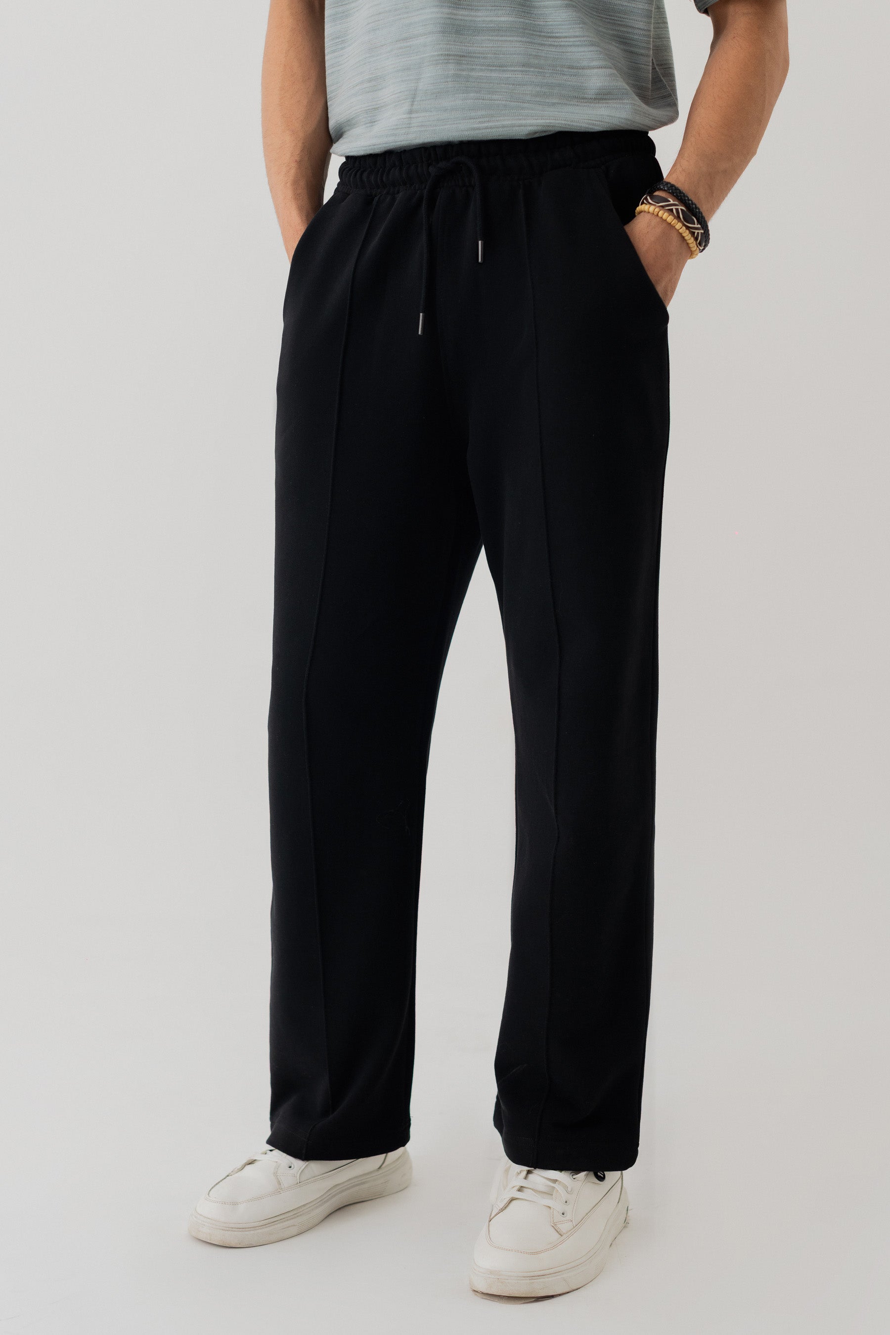 BLACK LOOSE FIT KNITTED Trousers - Hustle N Holla