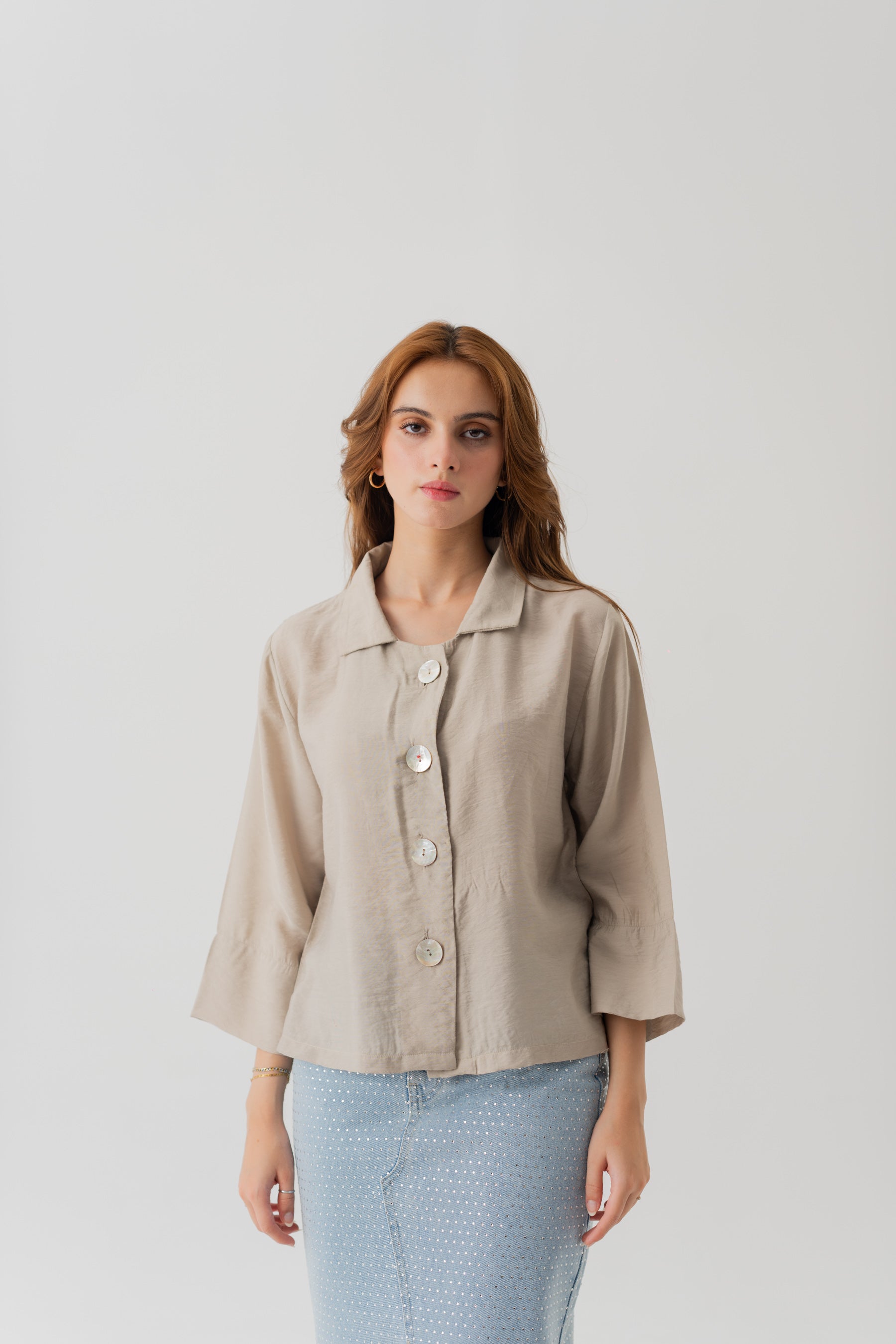 Sand Regular Fit Button Down Shirt - Hustle N Holla