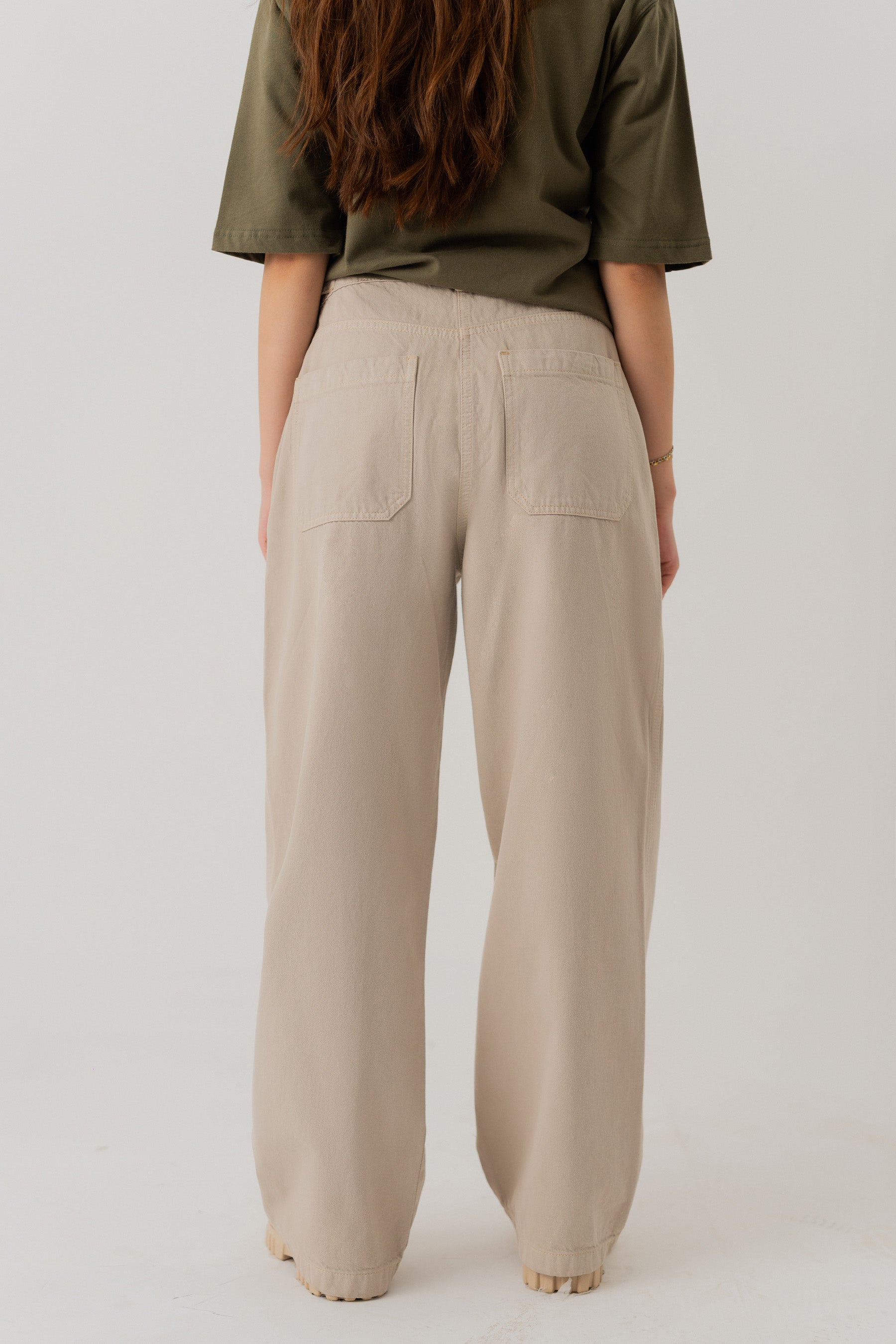 TAUPE WIDE LEG TWILL PANTS - Hustle N Holla