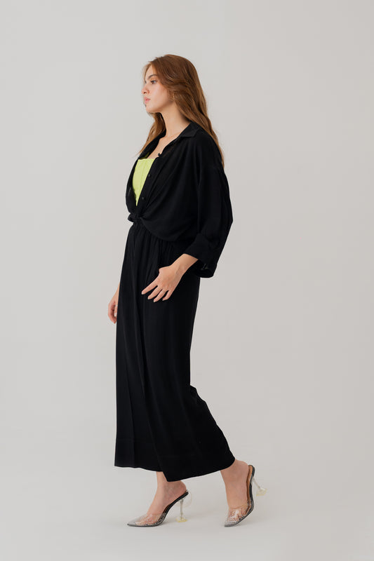 Black Wide Leg Trousers - Hustle N Holla
