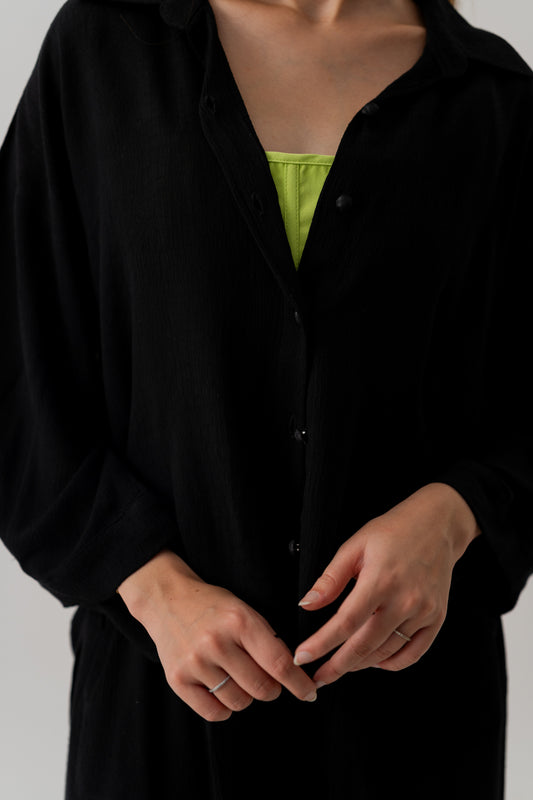 Black Relaxed Fit Button Down Shirt - Hustle N Holla