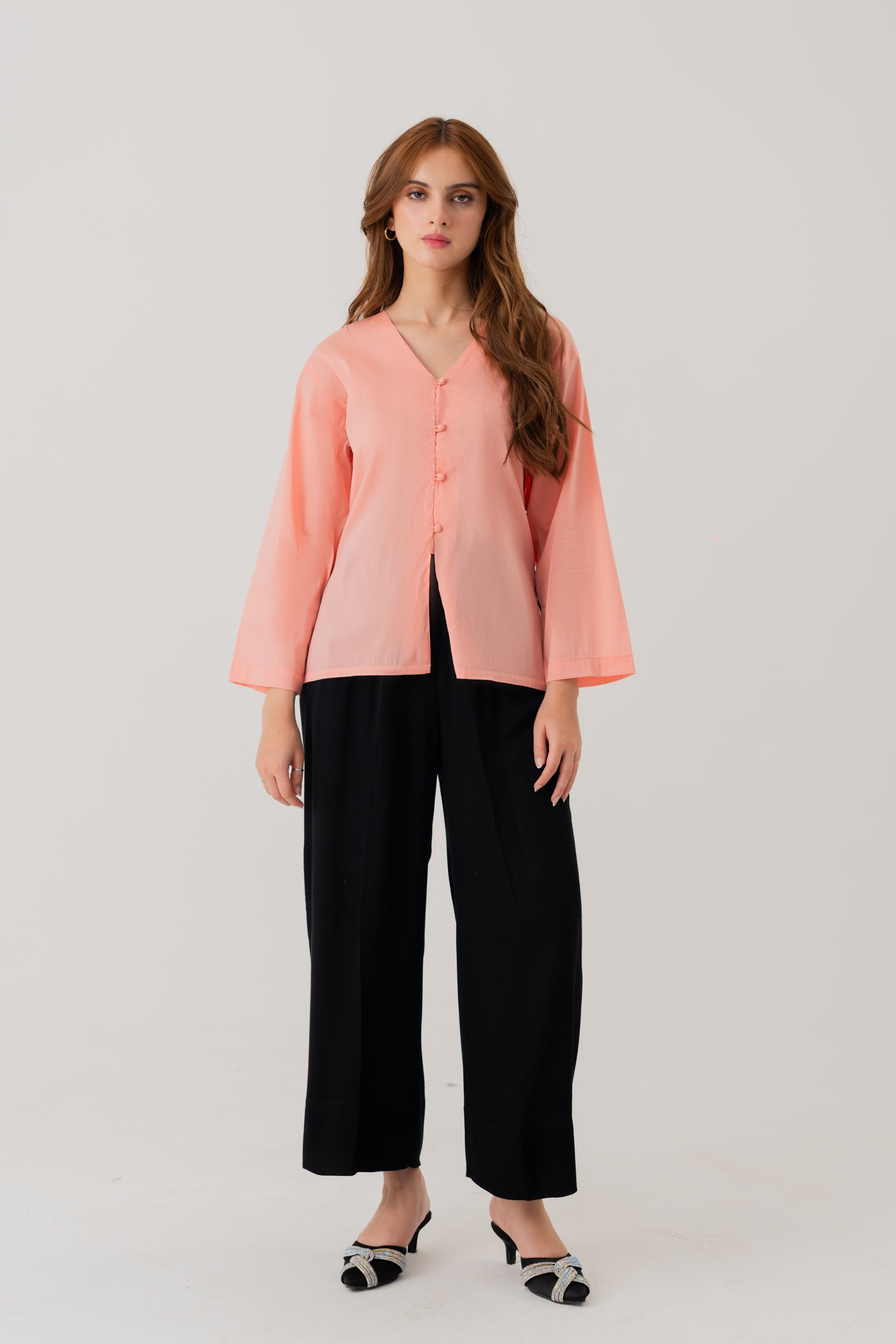 Peach Regular Fit Top With Side Vents - Hustle N Holla