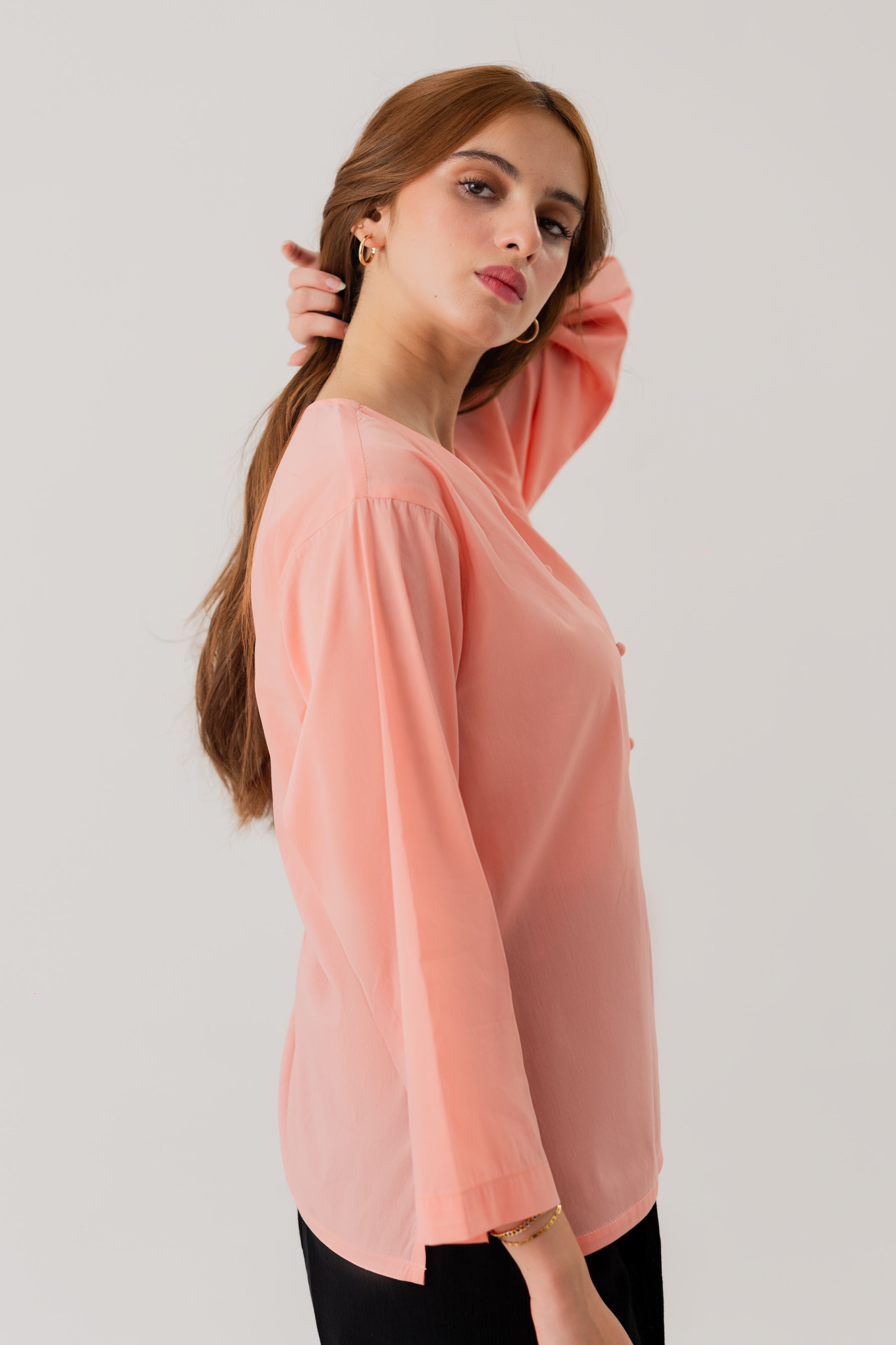 Peach Regular Fit Top With Side Vents - Hustle N Holla