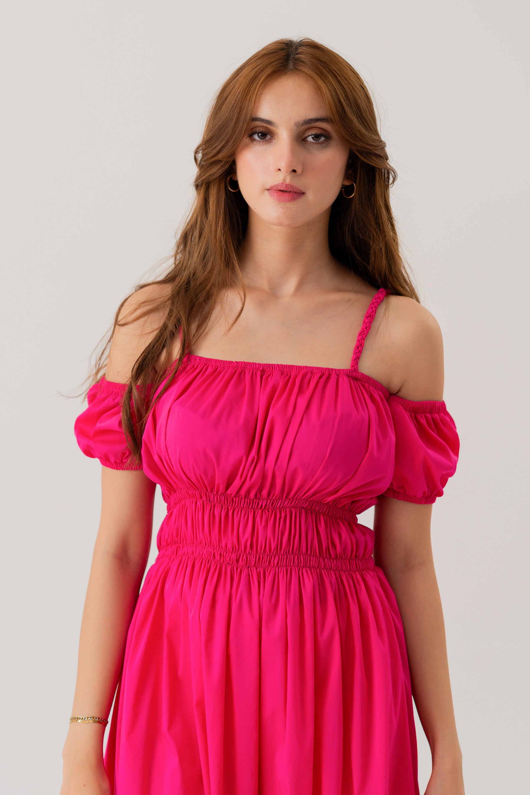 Fucshia Pink Midi Dress - Hustle N Holla