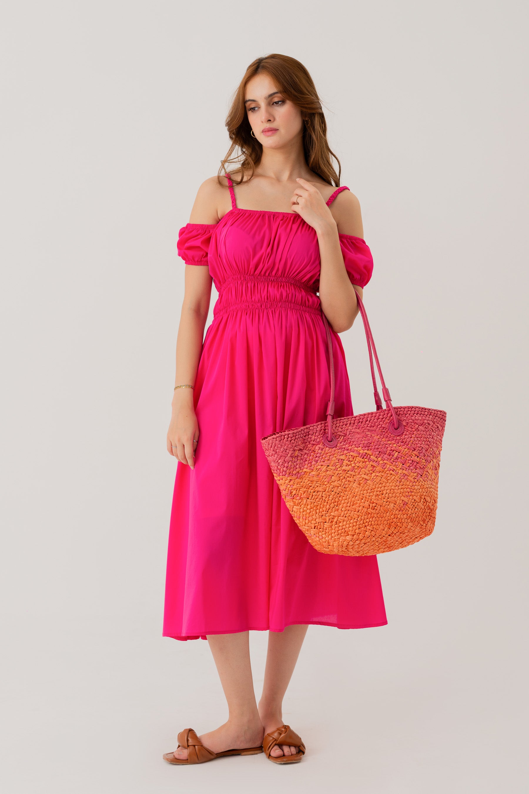 Fucshia Pink Midi Dress - Hustle N Holla