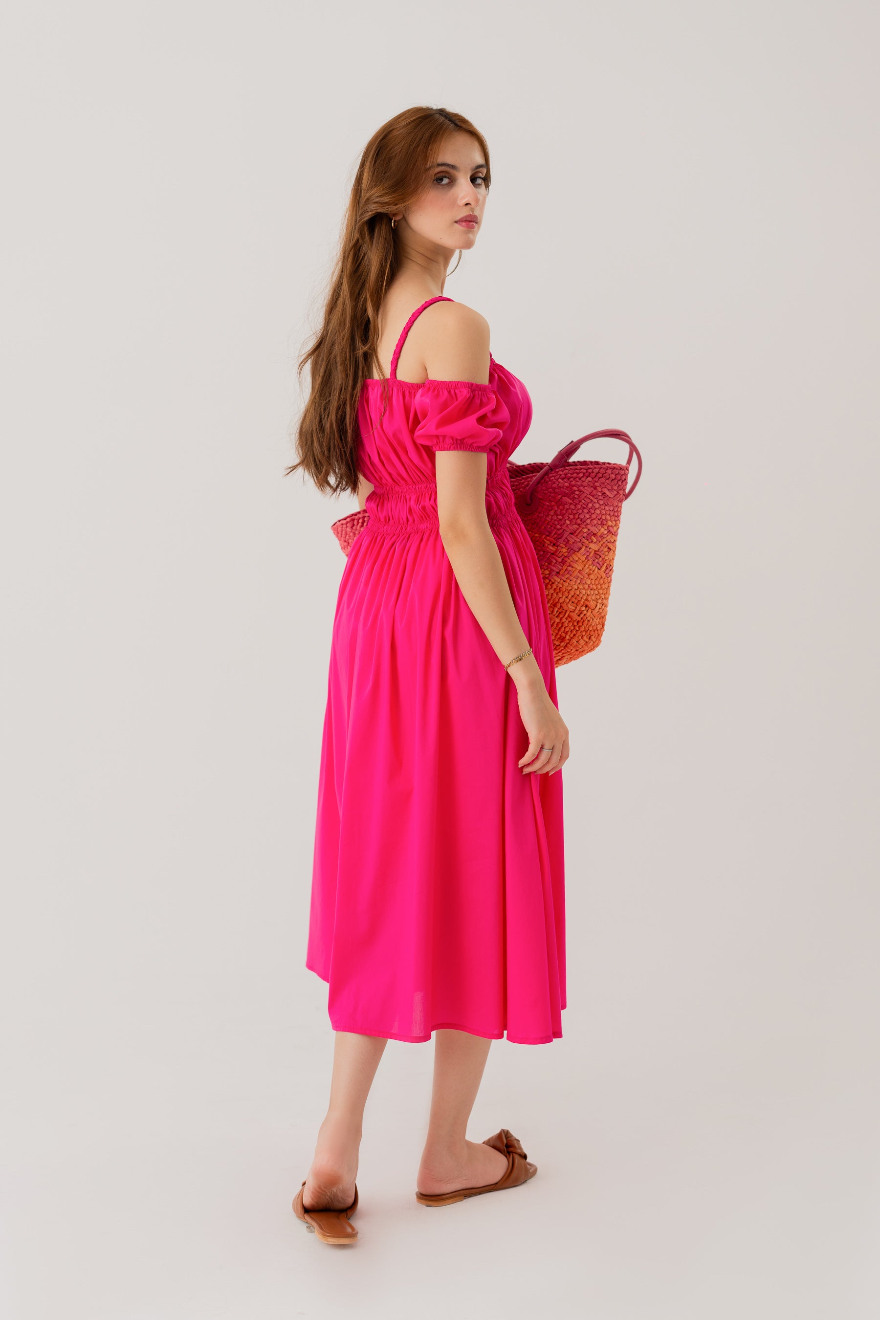 Fucshia Pink Midi Dress - Hustle N Holla