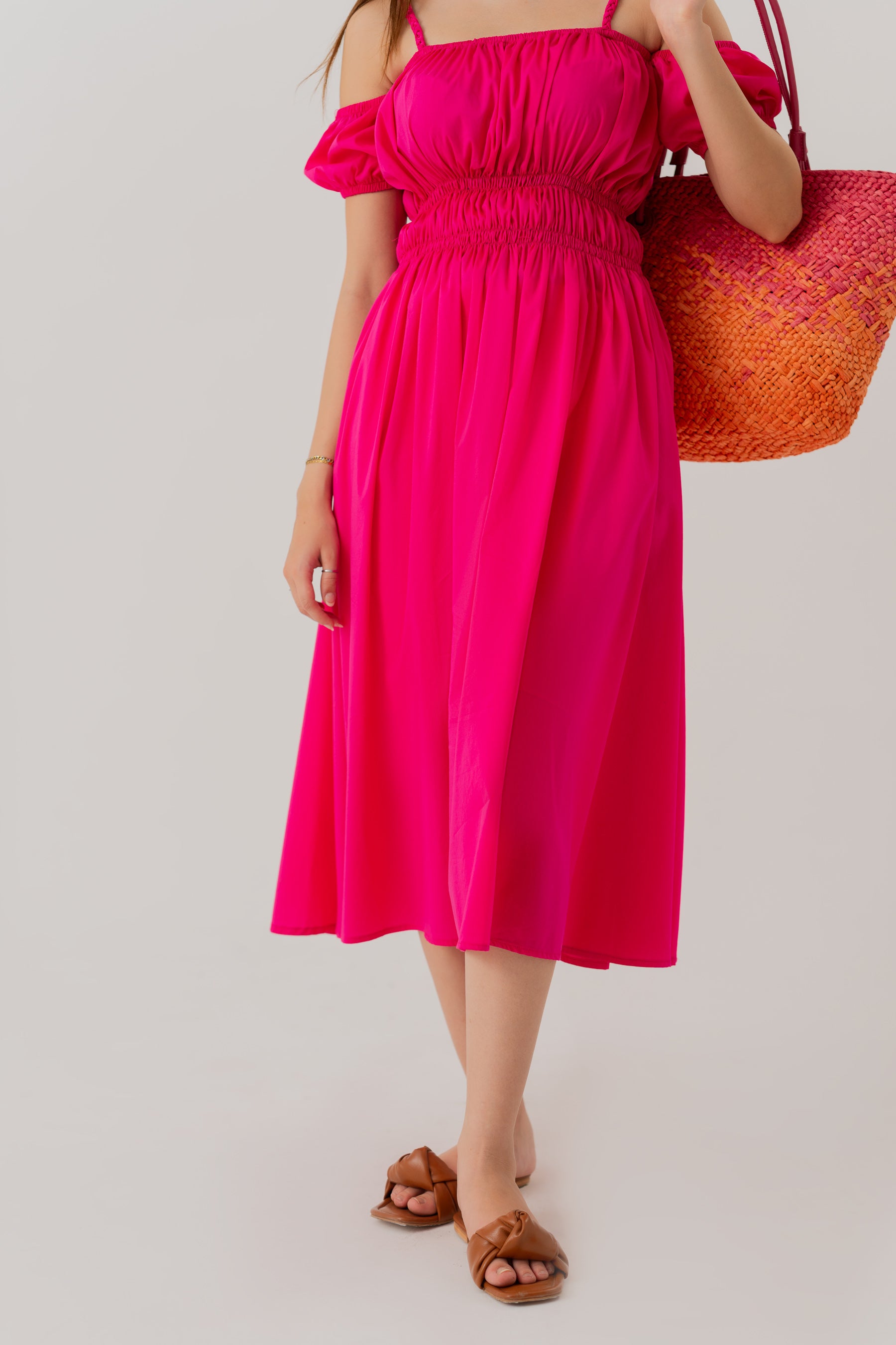 Fucshia Pink Midi Dress - Hustle N Holla