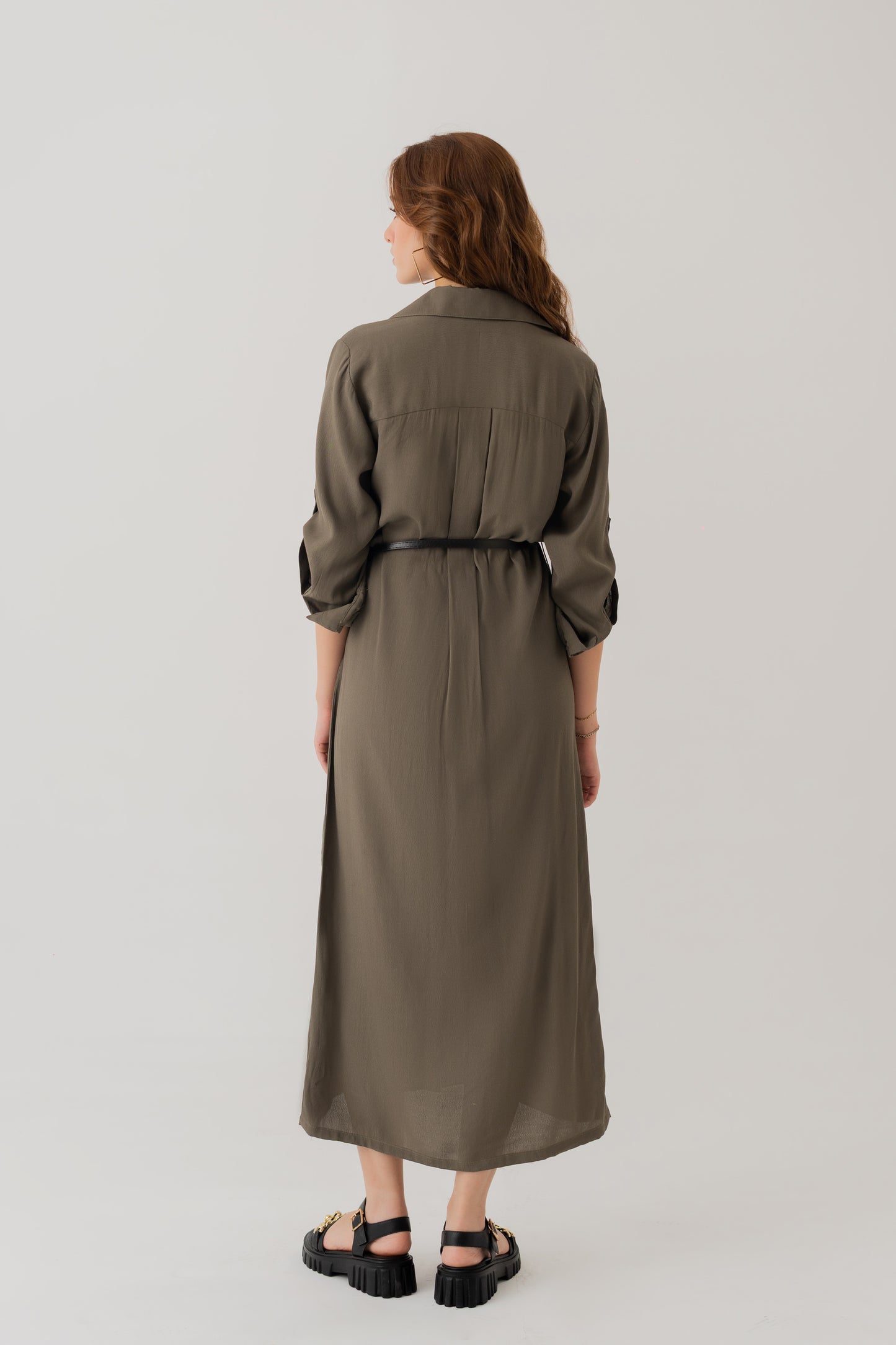 Dark Olive Button Down Maxi Dress - Hustle N Holla