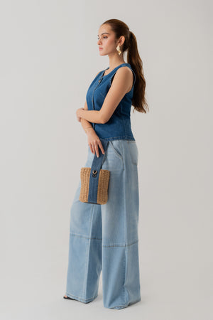 Mid Wash Slim Fit Crop Denim Vest - Hustle N Holla