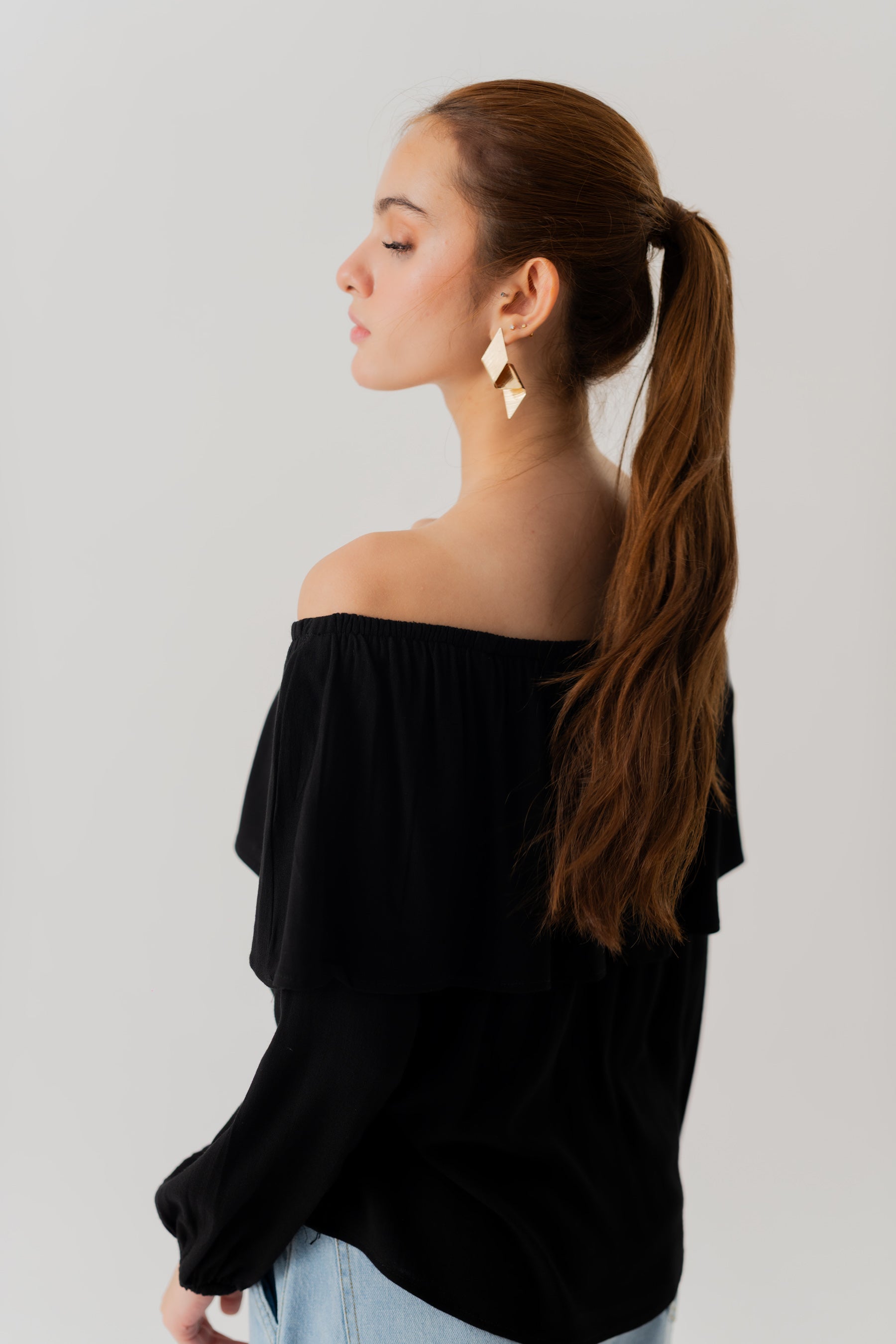 Black Off Shoulder Linen Blouse - Hustle N Holla