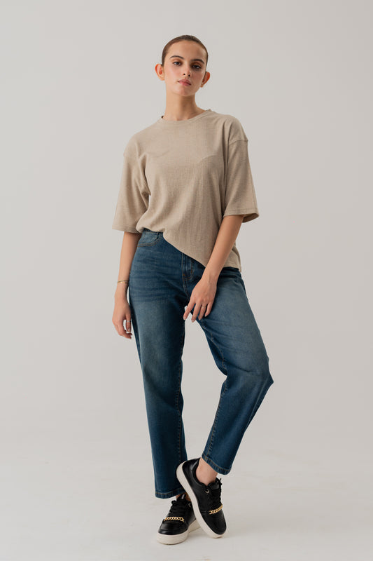 SAND TEXTURED RELAXED FIT T-SHIRT - Hustle N Holla