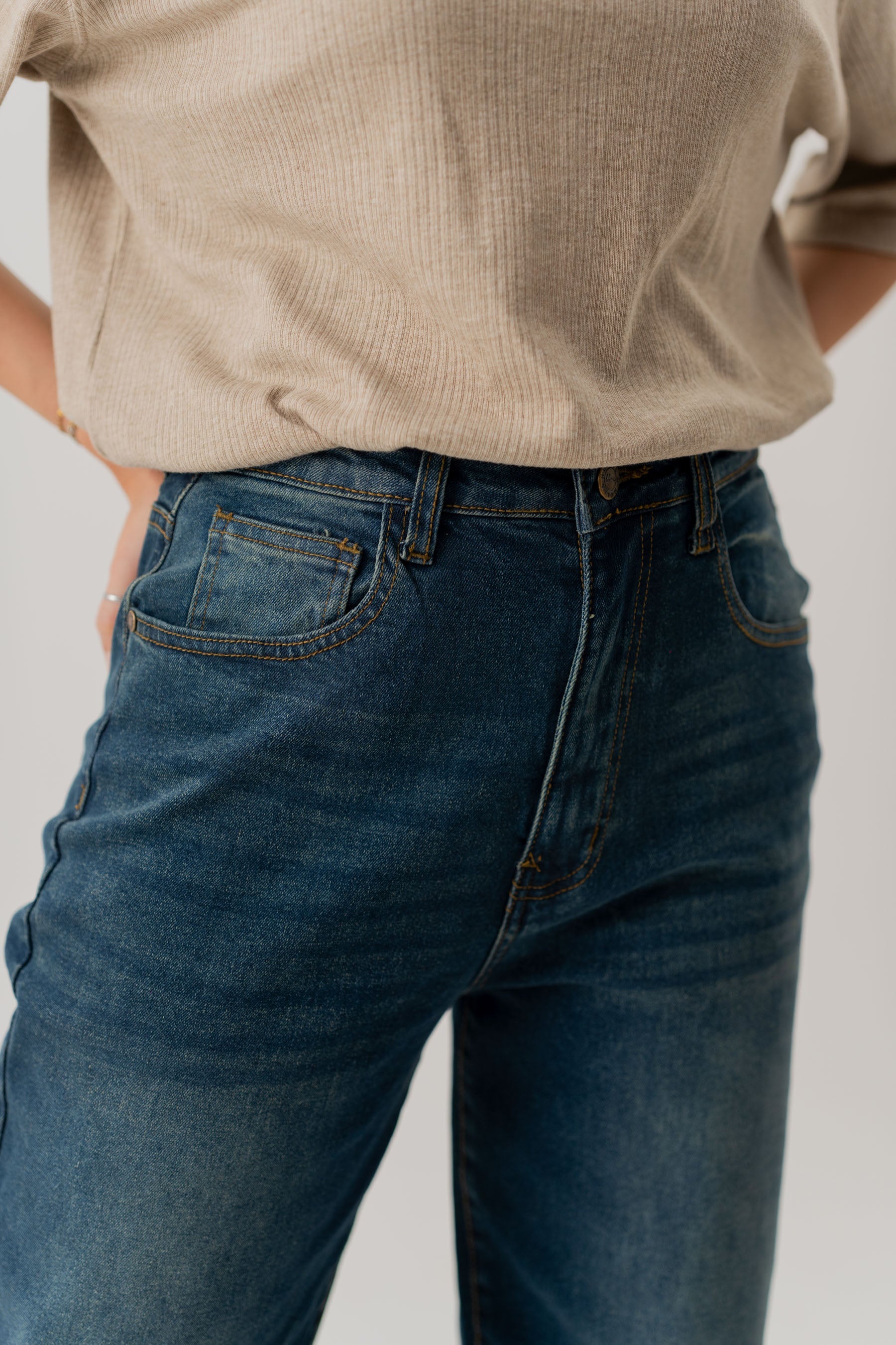 Mid Blue Wash Mom fit Denim Jeans - Hustle N Holla