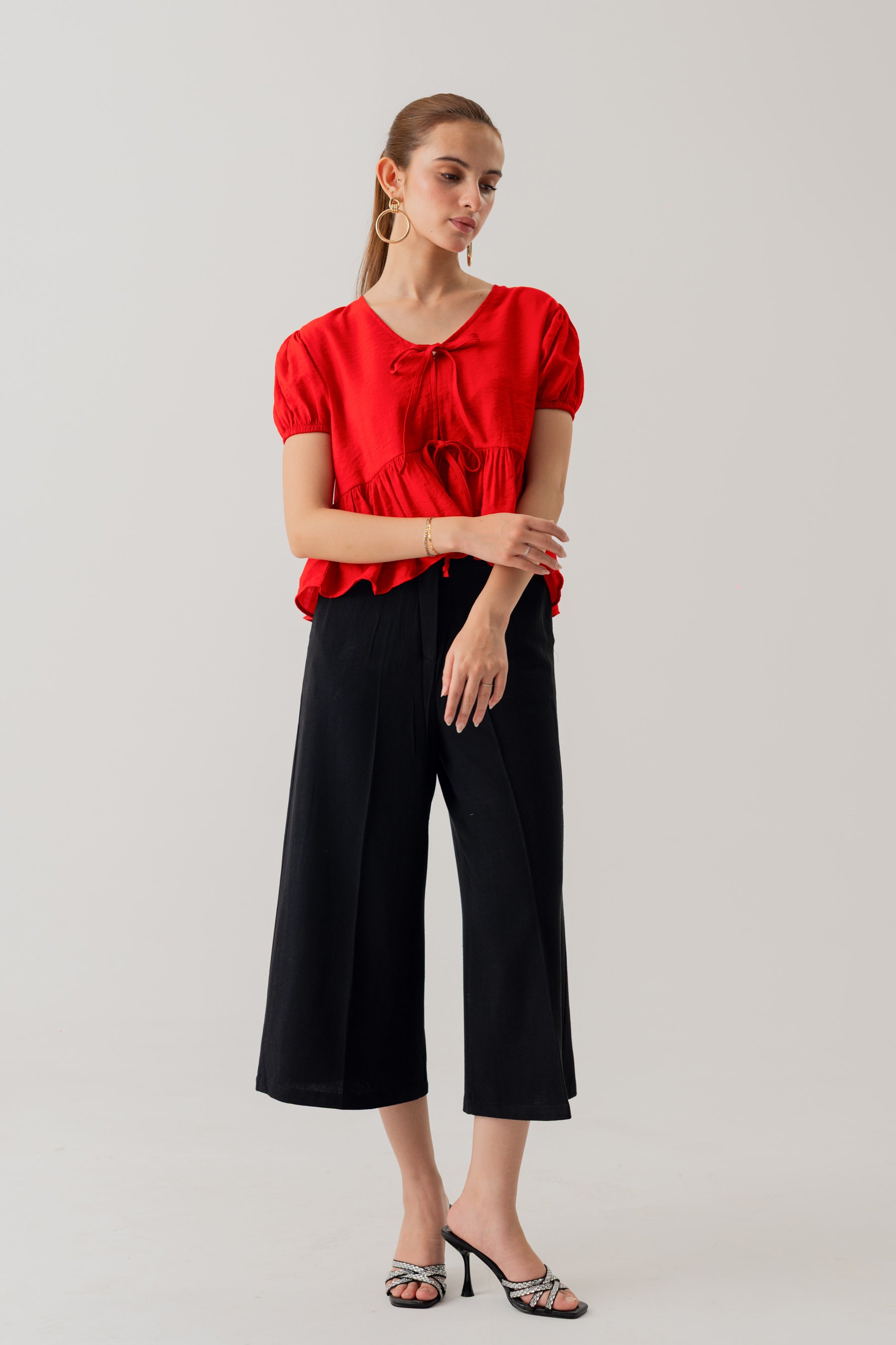 Red Crop Top With Bow Tie Detail - Hustle N Holla