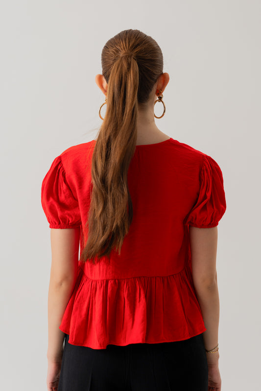 Red Crop top with Bow Tie Detail - Hustle N Holla
