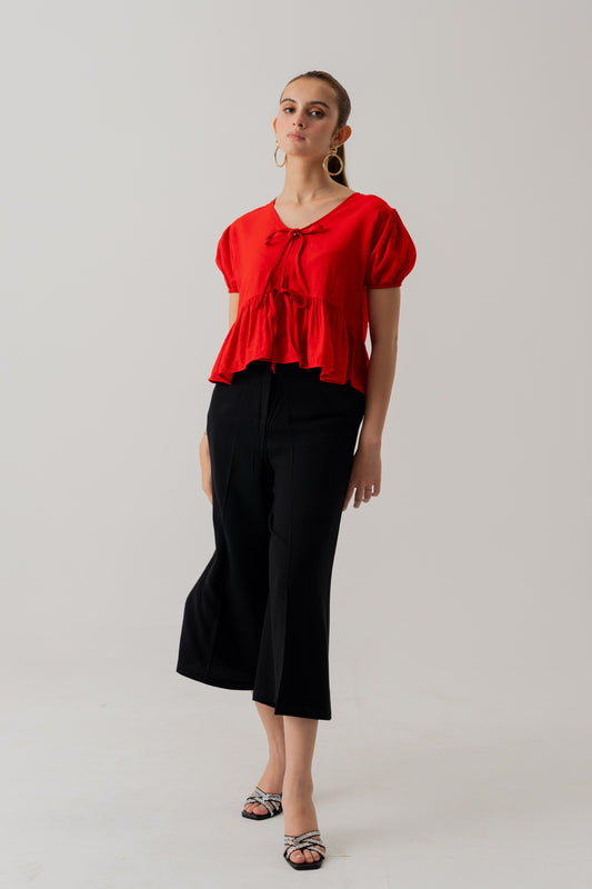 Red Crop top with Bow Tie Detail - Hustle N Holla