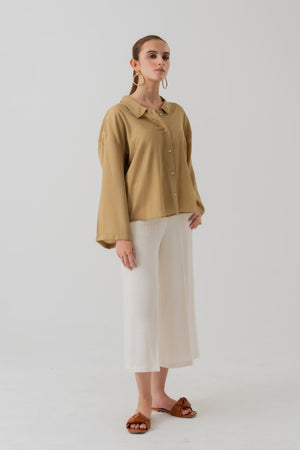 OFF White Linen Cropped Trousers - Hustle N Holla