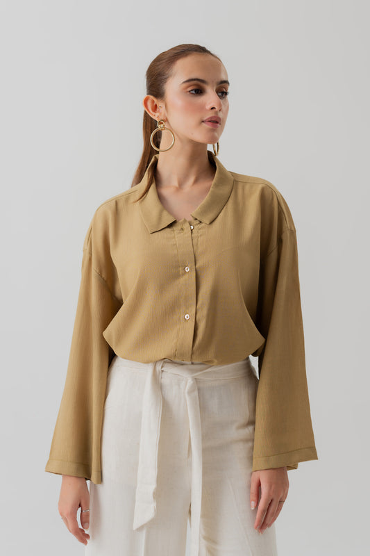 MUTED GREEN CHIFFON LOOSE FIT BLOUSE - Hustle N Holla