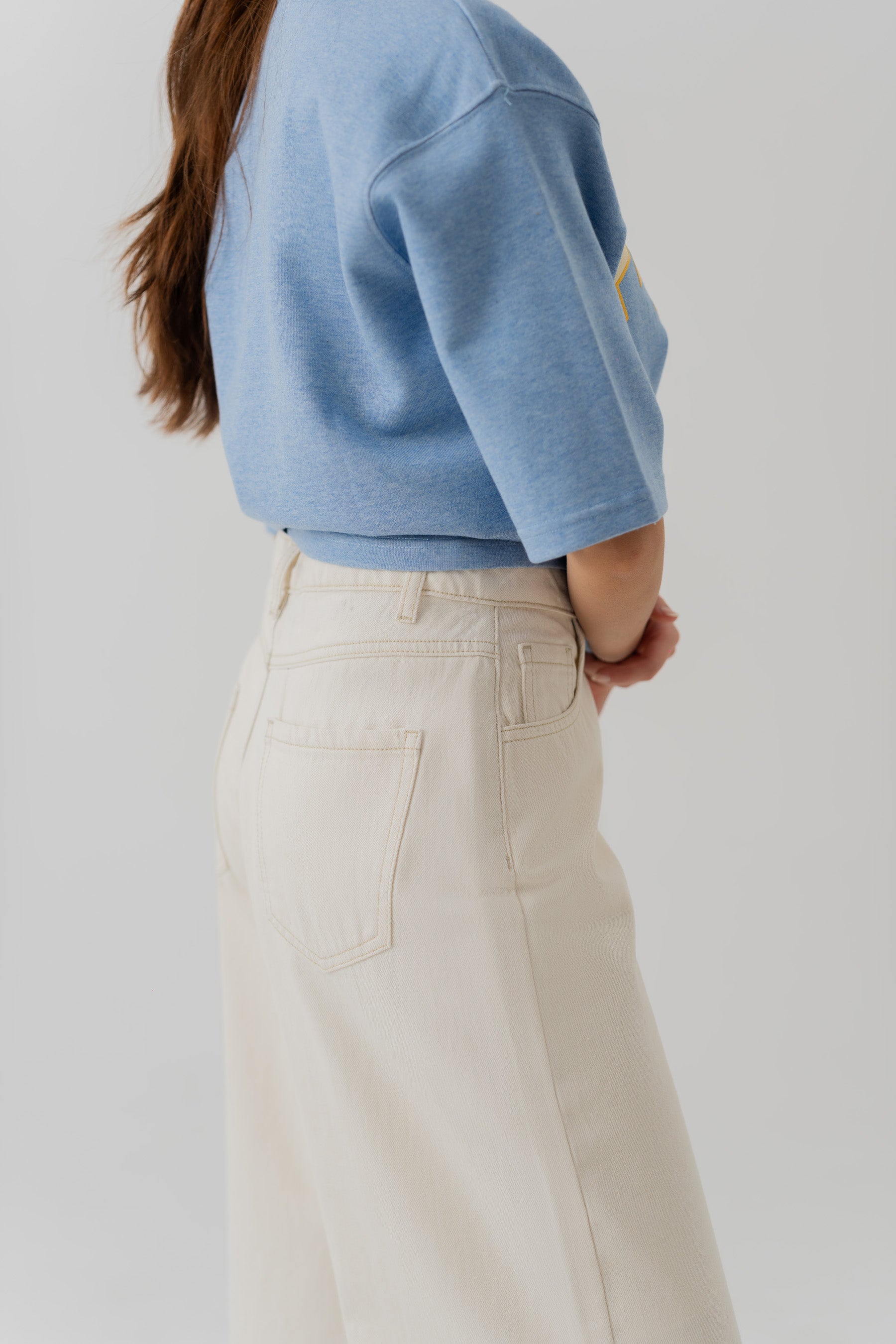 OFF WHITE WIDE LEG TWILL PANTS - Hustle N Holla