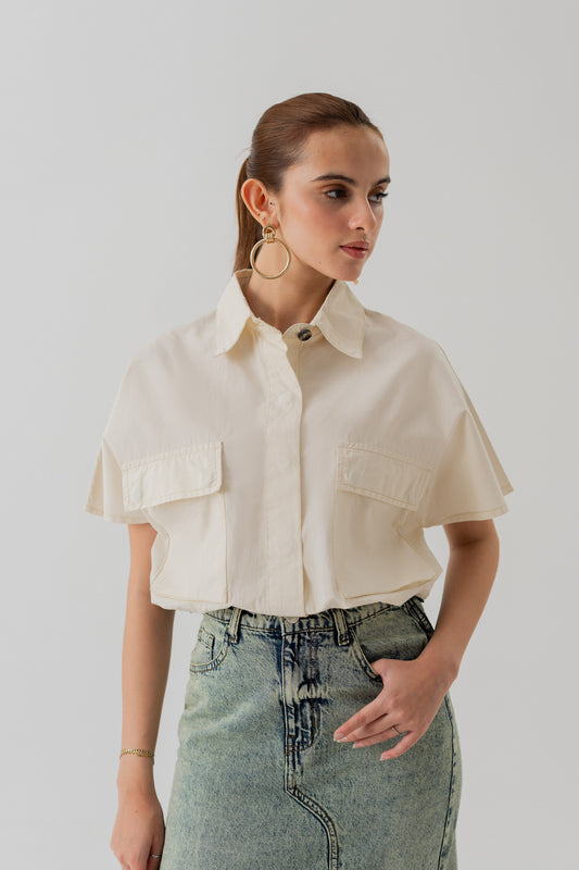 Beige Canvas Crop Top - Hustle N Holla