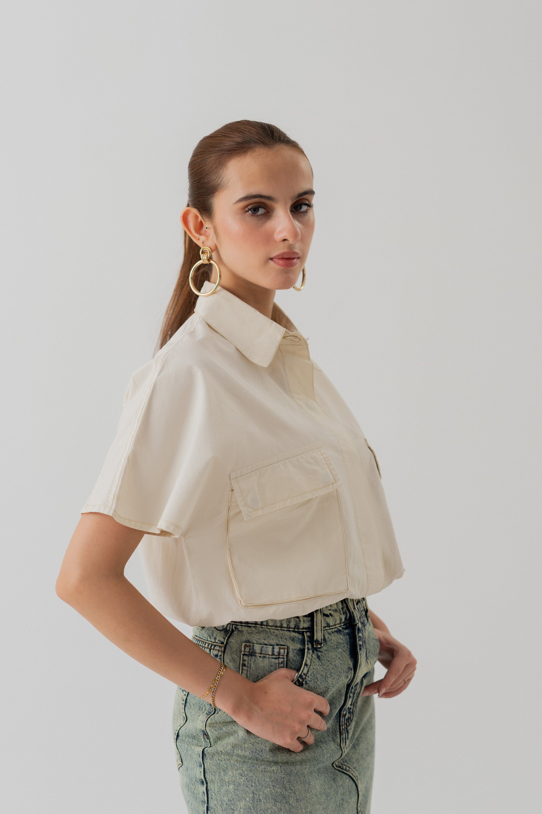Beige Canvas Crop Top - Hustle N Holla