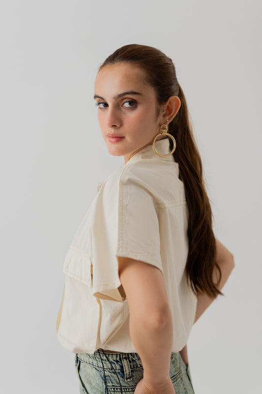 Beige Canvas Crop Top - Hustle N Holla