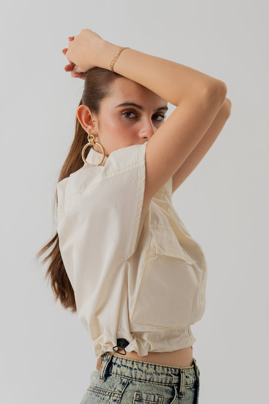 Beige Canvas Crop Top - Hustle N Holla