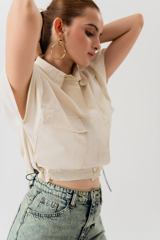 Beige Canvas Crop Top - Hustle N Holla