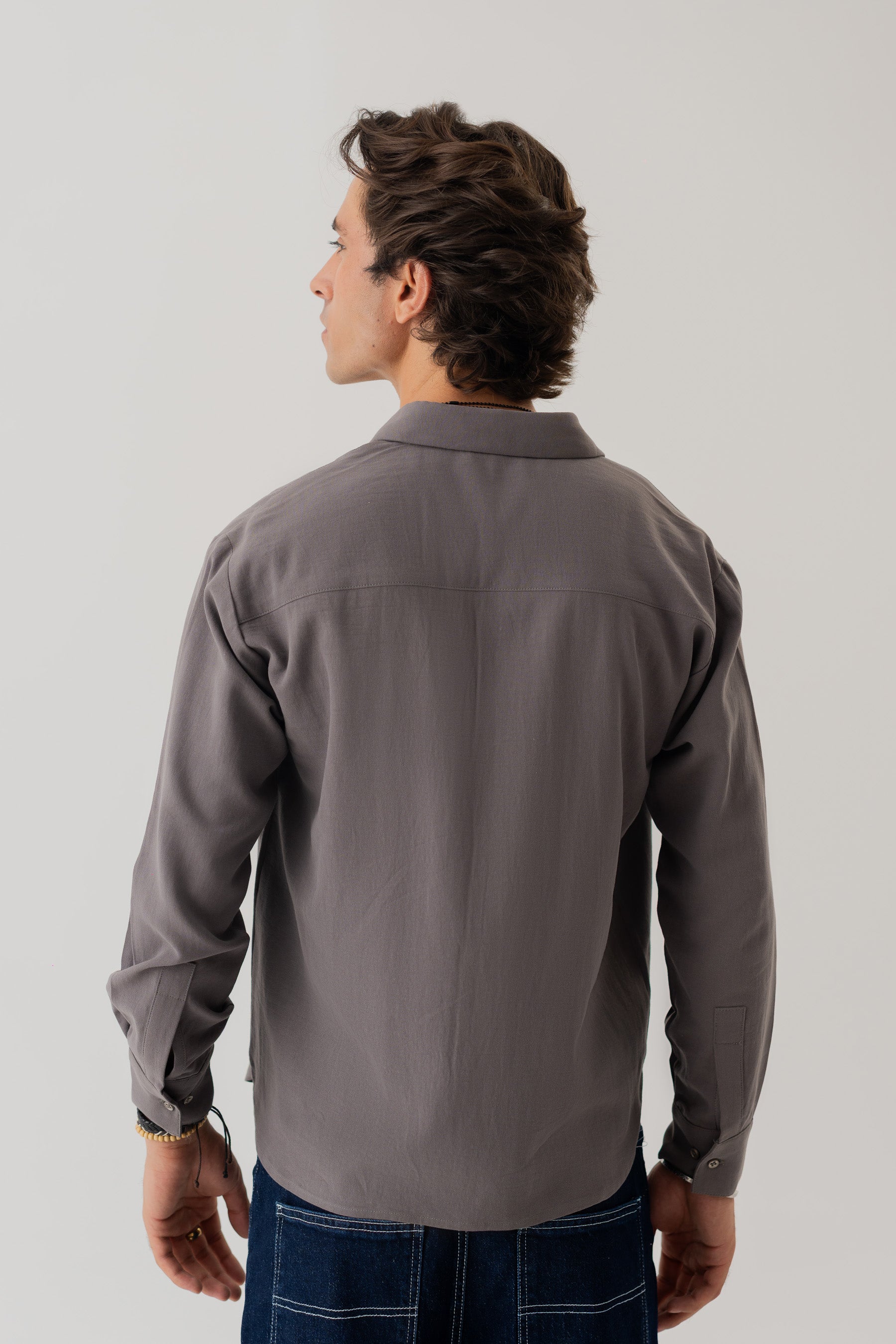 Dark Grey Relaxed Fit Button Down Shirt - Hustle N Holla