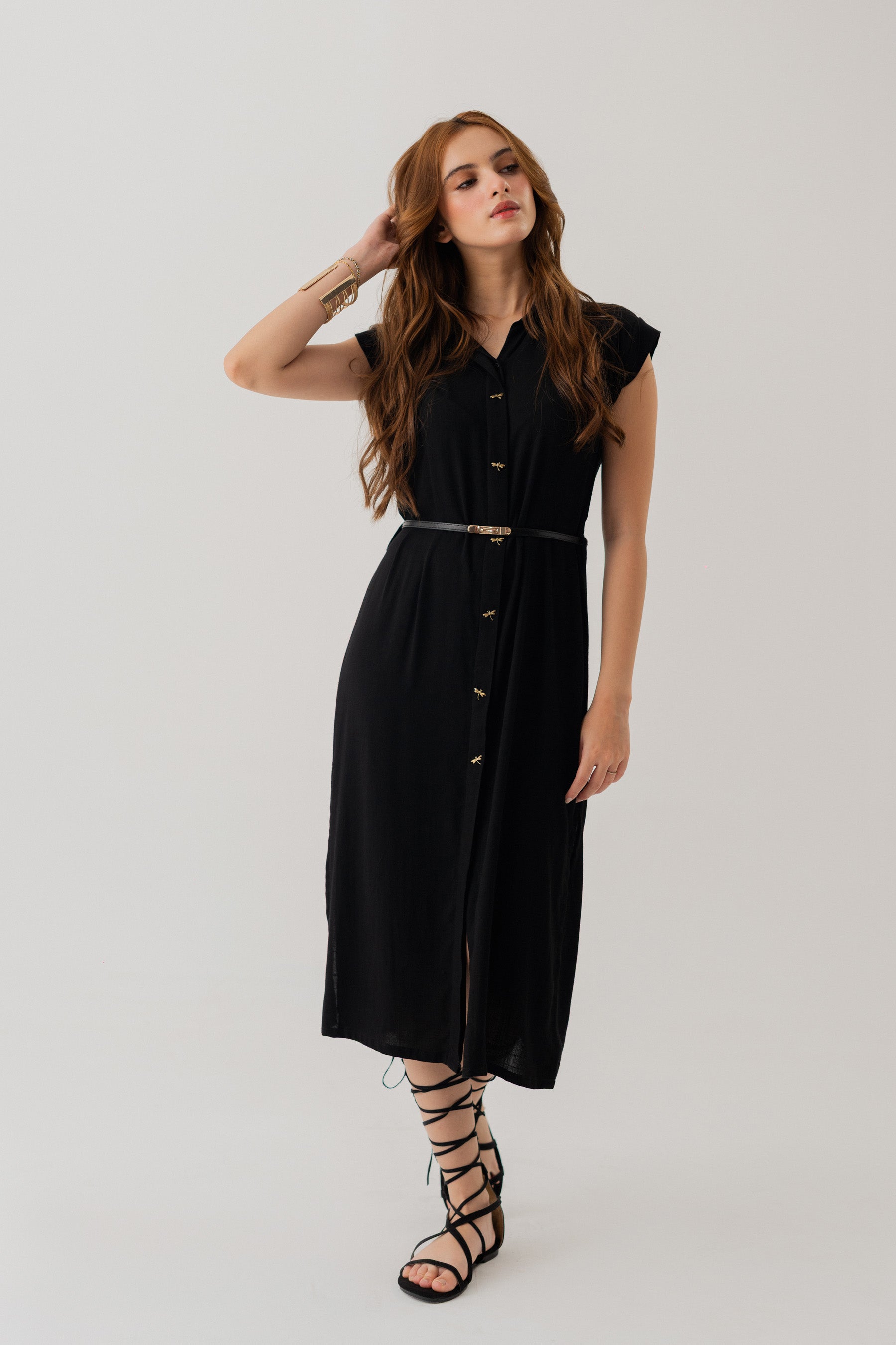 Black Linen Midi Dress - Hustle N Holla