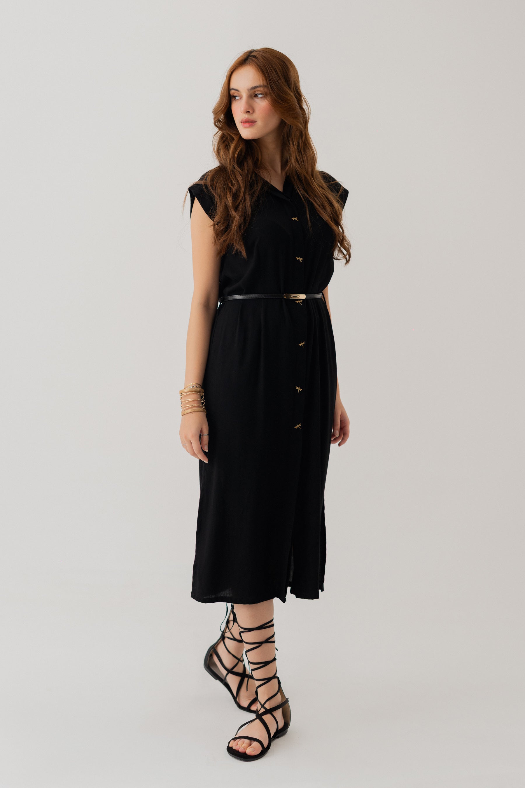 Black Linen Midi Dress - Hustle N Holla
