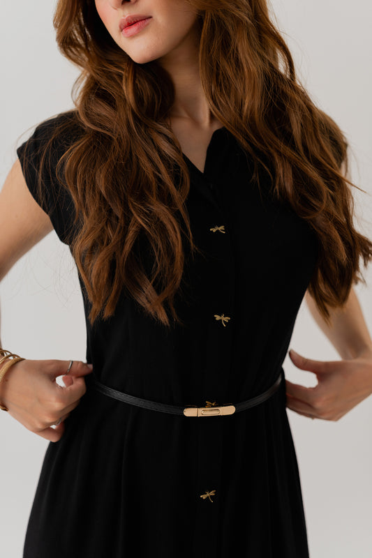 Black Linen Midi Dress - Hustle N Holla