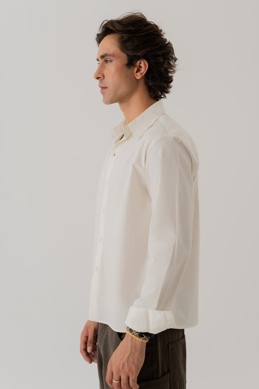 White Cotton Relaxed Fit Shirt - Hustle N Holla