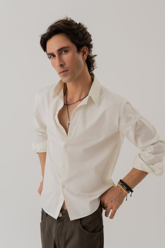 White Cotton Relaxed Fit Shirt - Hustle N Holla
