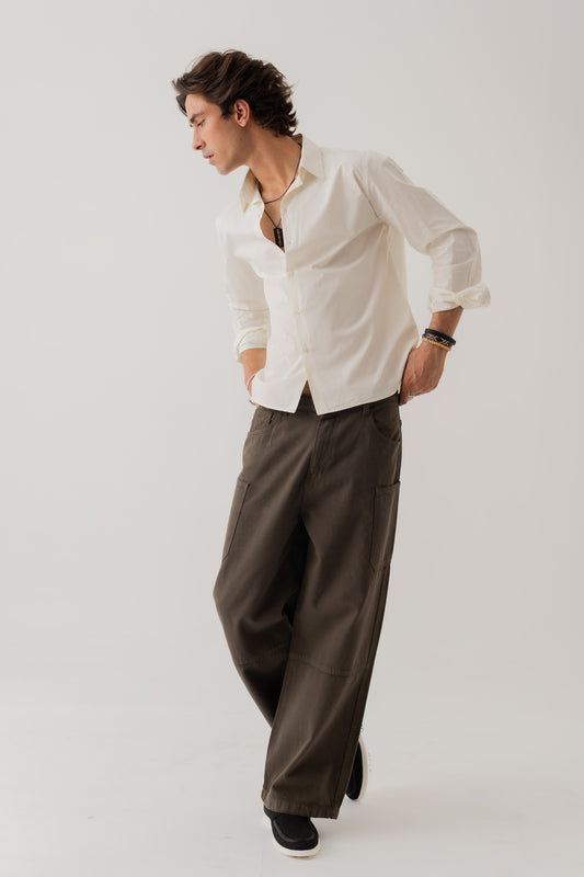 White Cotton Relaxed Fit Shirt - Hustle N Holla