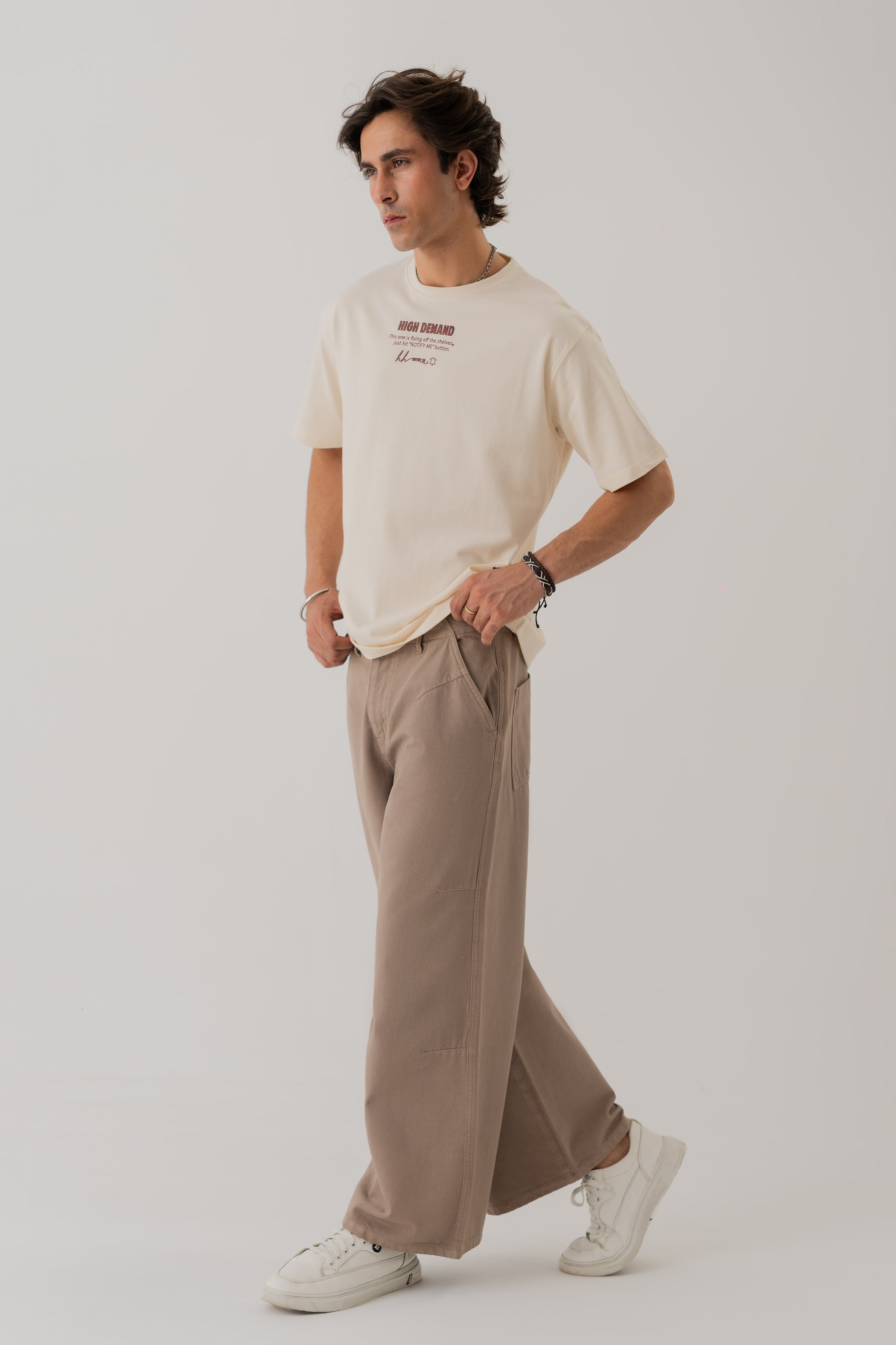 Stone Grey Straight Fit Twill Pants - Hustle N Holla